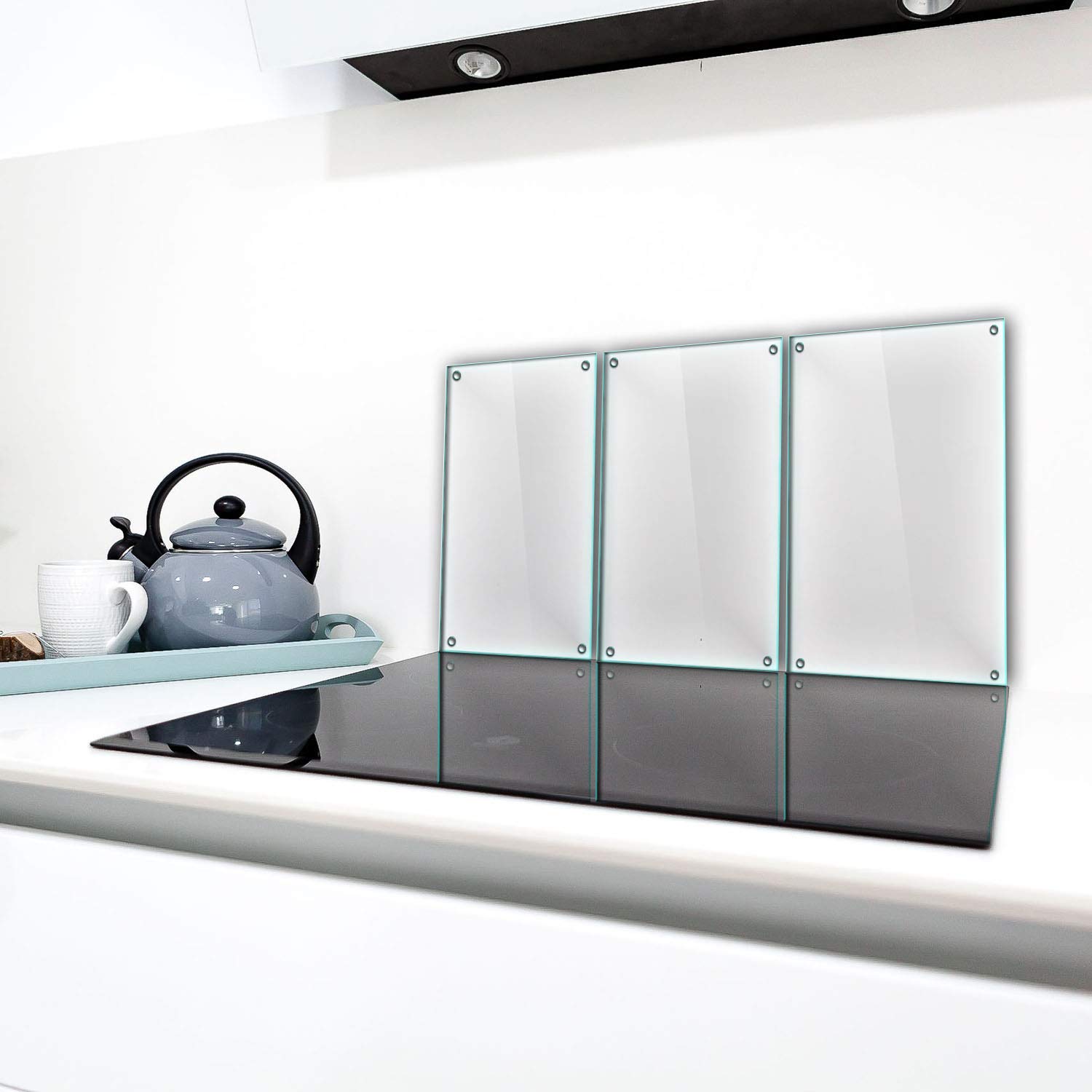 TMK 3 x 30 x 52 cm Glass Ceramic Hob Cover Plate Set Transparent
