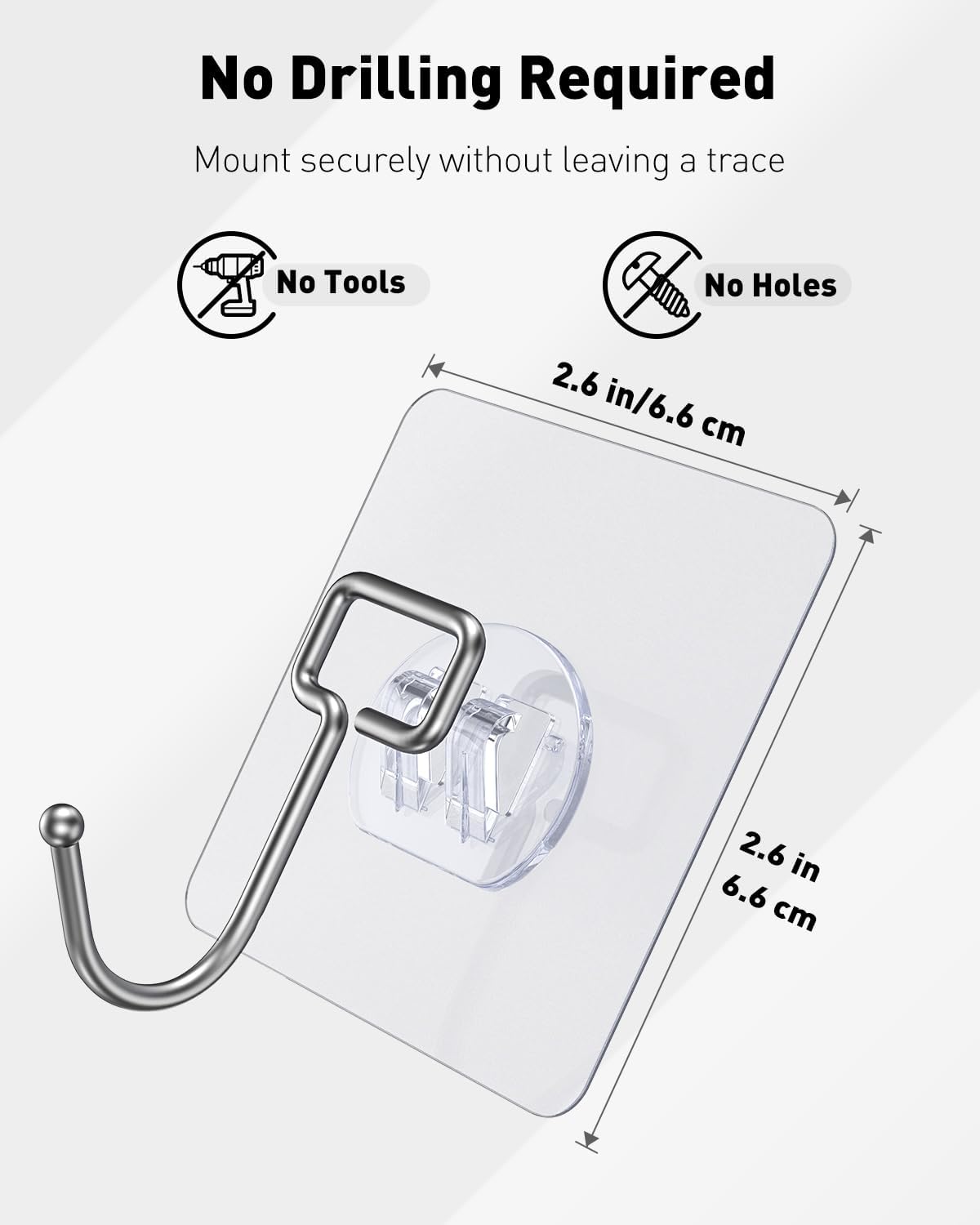 Uniclife 10 Pcs Large Adhesive Hooks for Hanging, 33 lbs (Max) Heavy Duty Wall Hooks, Clear Waterproof Picture Hangers, Self-Adhesive Sticky Hangers for Outdoor Bathroom Kitchen and Office
