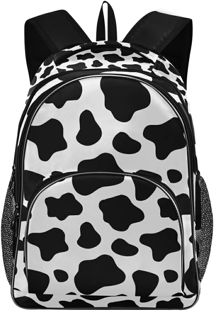 OREZI Fashion Backpack for Women Girl,Black And White Cow Print Schoolbag Backpack Bookbags Travel Bag Casual Daypack Rucksack for Student Teenagers kid's