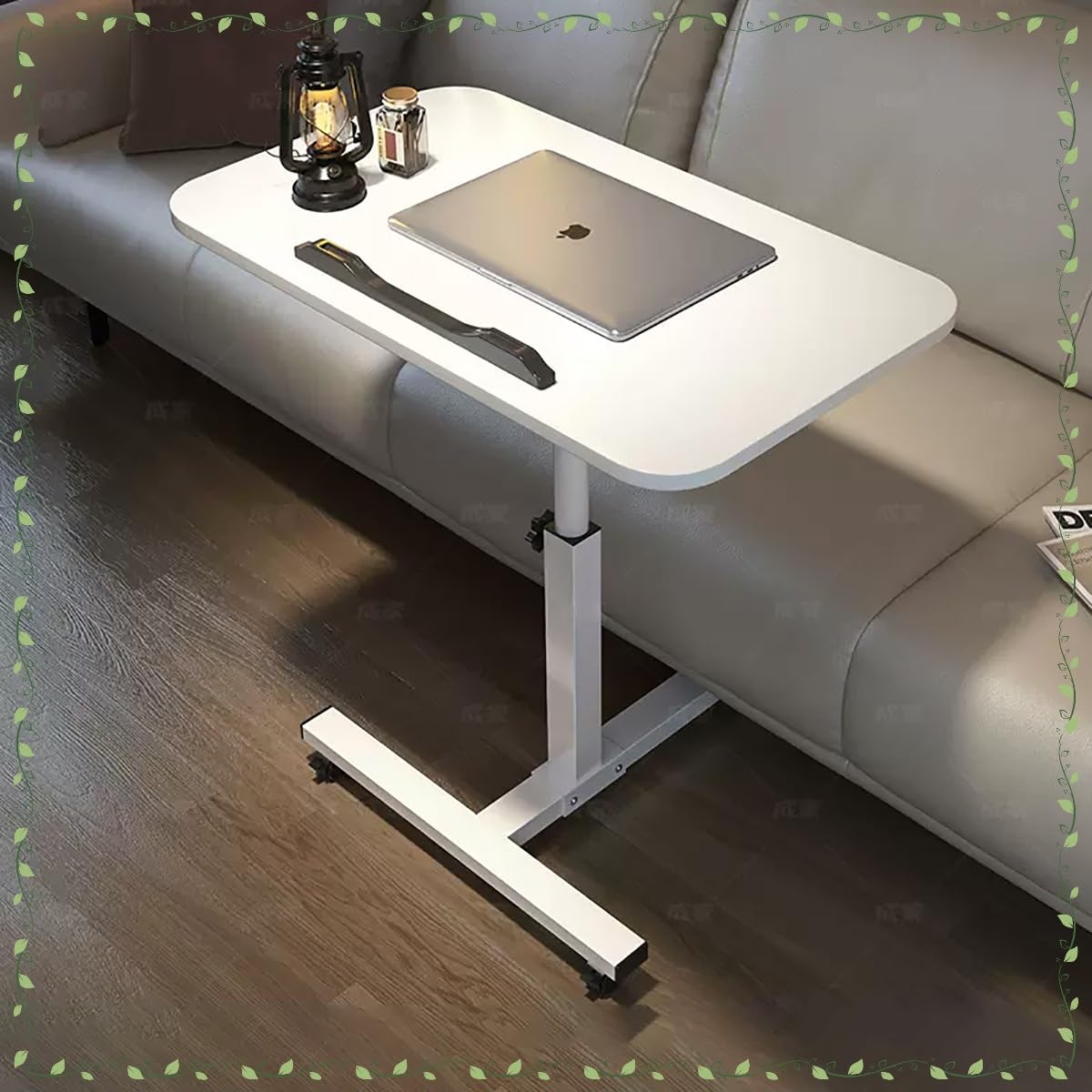 Mesa de Cama Ajustable con Ruedas para Hospital, Bandeja para Cama médica, Altura Ajustable de 58 a 89 cm, Ideal para Leer, Usar portátil, Comer, para Personas Mayores en Cama (Color: Blanco