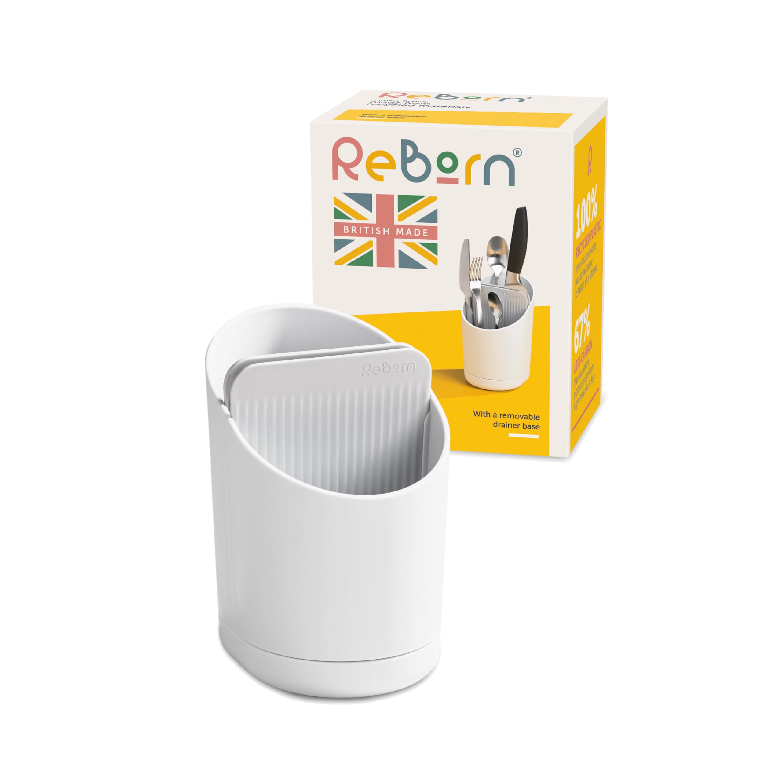 ReBorn Compact Plastic Cutlery Drainer with Knife Slot