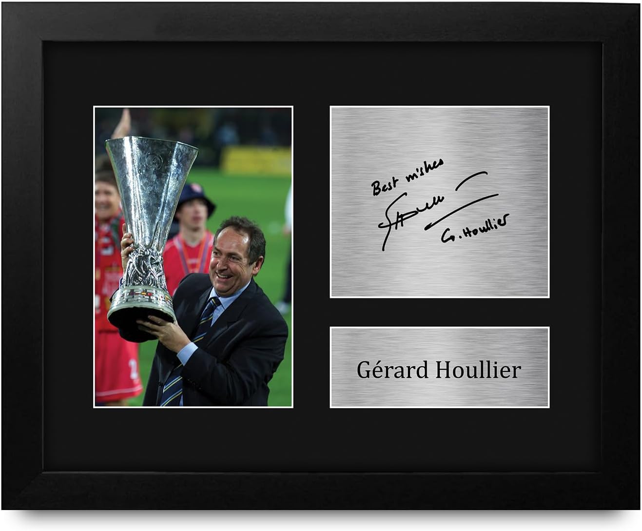 HWC Trading Gerard Houllier Liverpool Gifts Printed Signed Autograph Picture for Soccer Fans and Supporters - US Letter Framed (ID-007904)