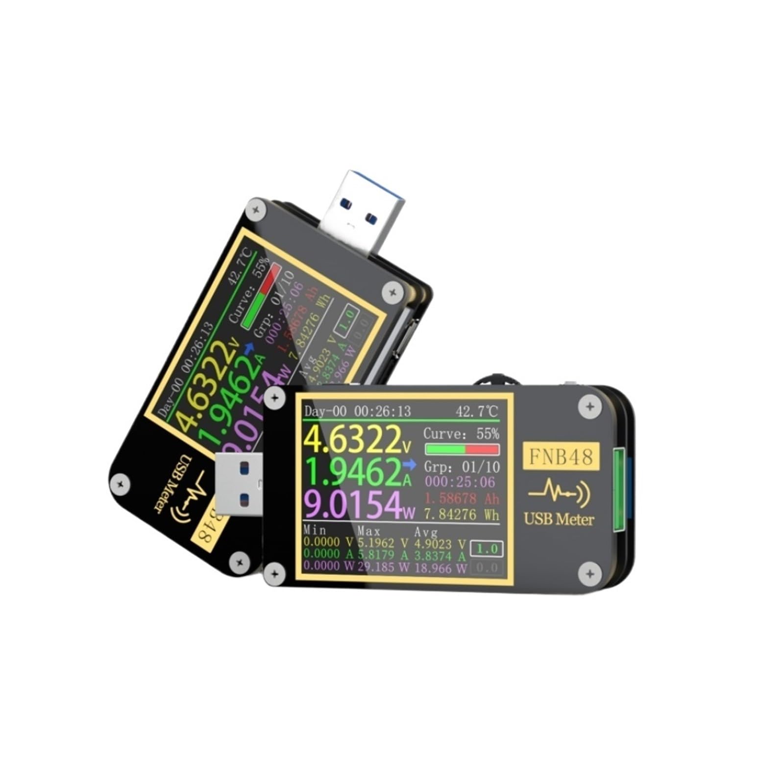 Tester USB FNB48S PD Woltomierz Amperomierz Prąd i woltomierz Tester USB QC4 + PD3.0 2.0 PPS Protokół szybkiego ładowania Test pojemności(48S NO Bluetooth)