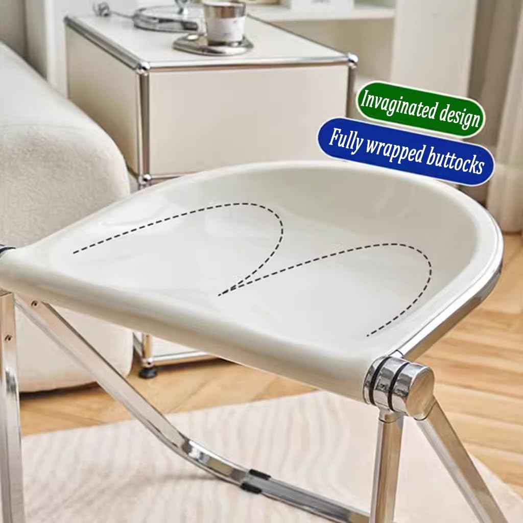 Chaise pliante en acrylique transparent sans accoudoirs, tabouret de salle à manger en plastique épais pour la maison, le bureau, l'extérieur