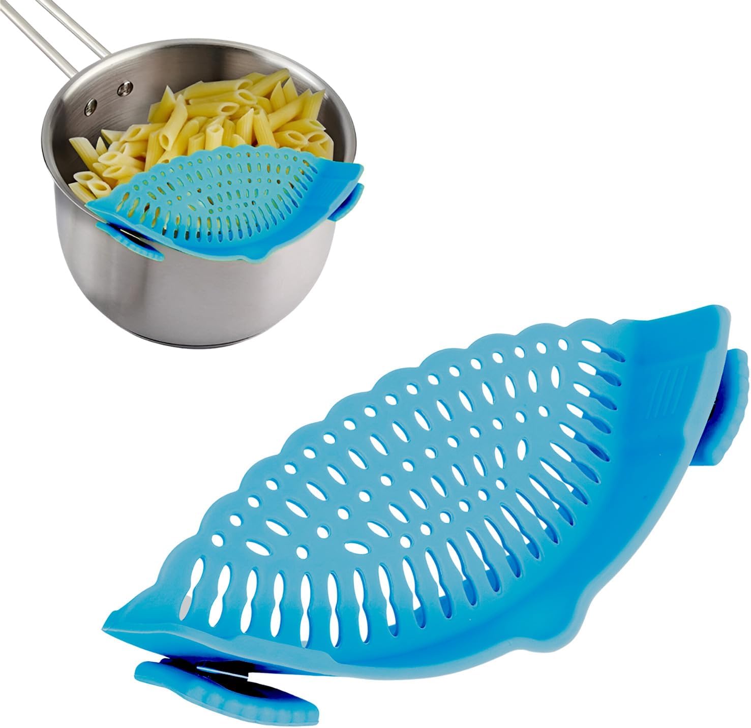 Ultimate Kitchen Strainer: Multi-Purpose, BPA-Free & Non-Toxic! Chef-Grade Professional Draining Strainer with Innovative Design for Modern Cooking for Pasta, Rice, Fruits & Vegetables (Blue)