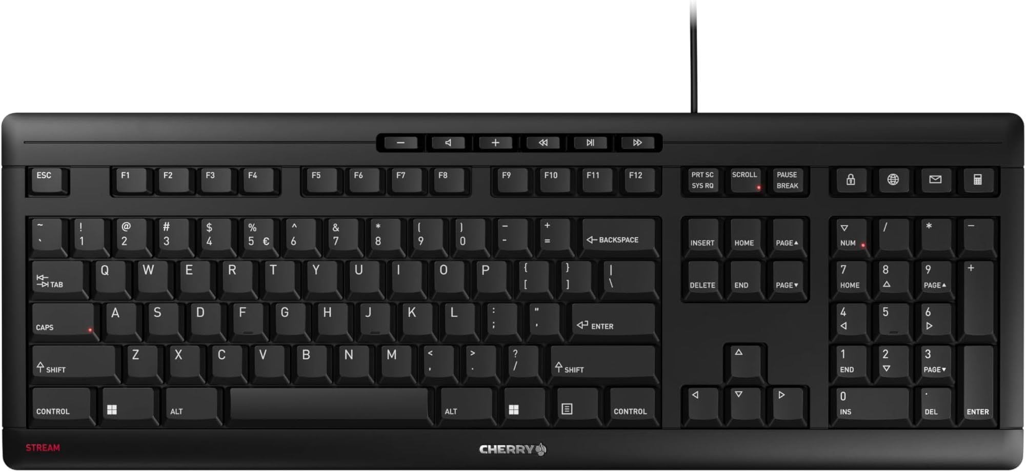 Stream Keyboard Wired USB SX Scissors Mechanism QWERTY Whisper-Quiet Silent Keystroke for Home Office, Work or Personal Computer. Black