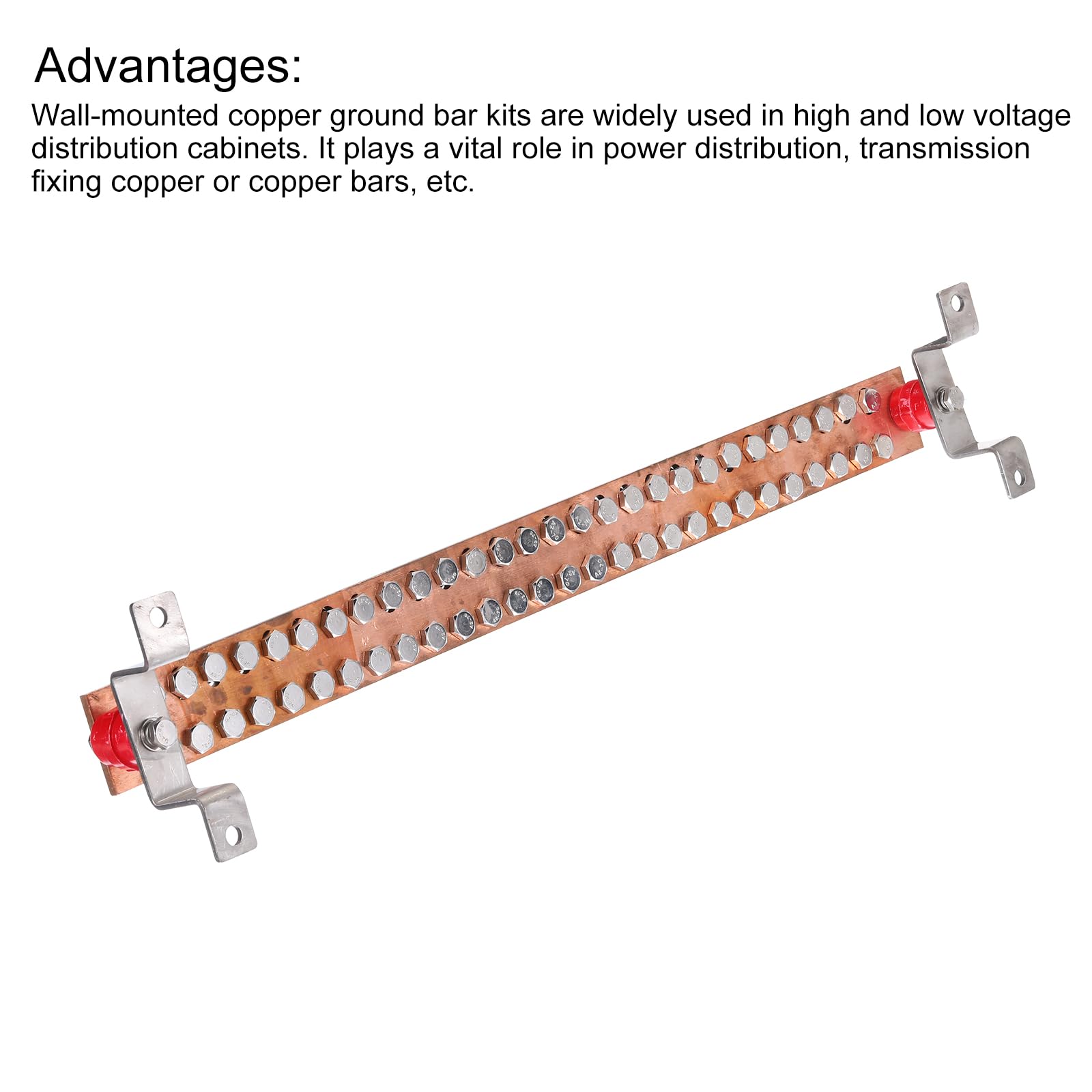QUARKZMAN 1 Ensemble Mur Monté 24" x 2" x 0,24" Cuivre massif Barre avec 28 Terminal Positions et 28 Emplacements Terre Barre Trousses