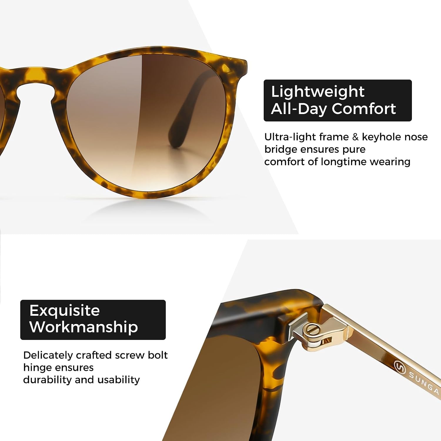 SUNGAIT Premium Vintage Round Sunglasses for Women Men Classic Retro Trendy Style thumbnail