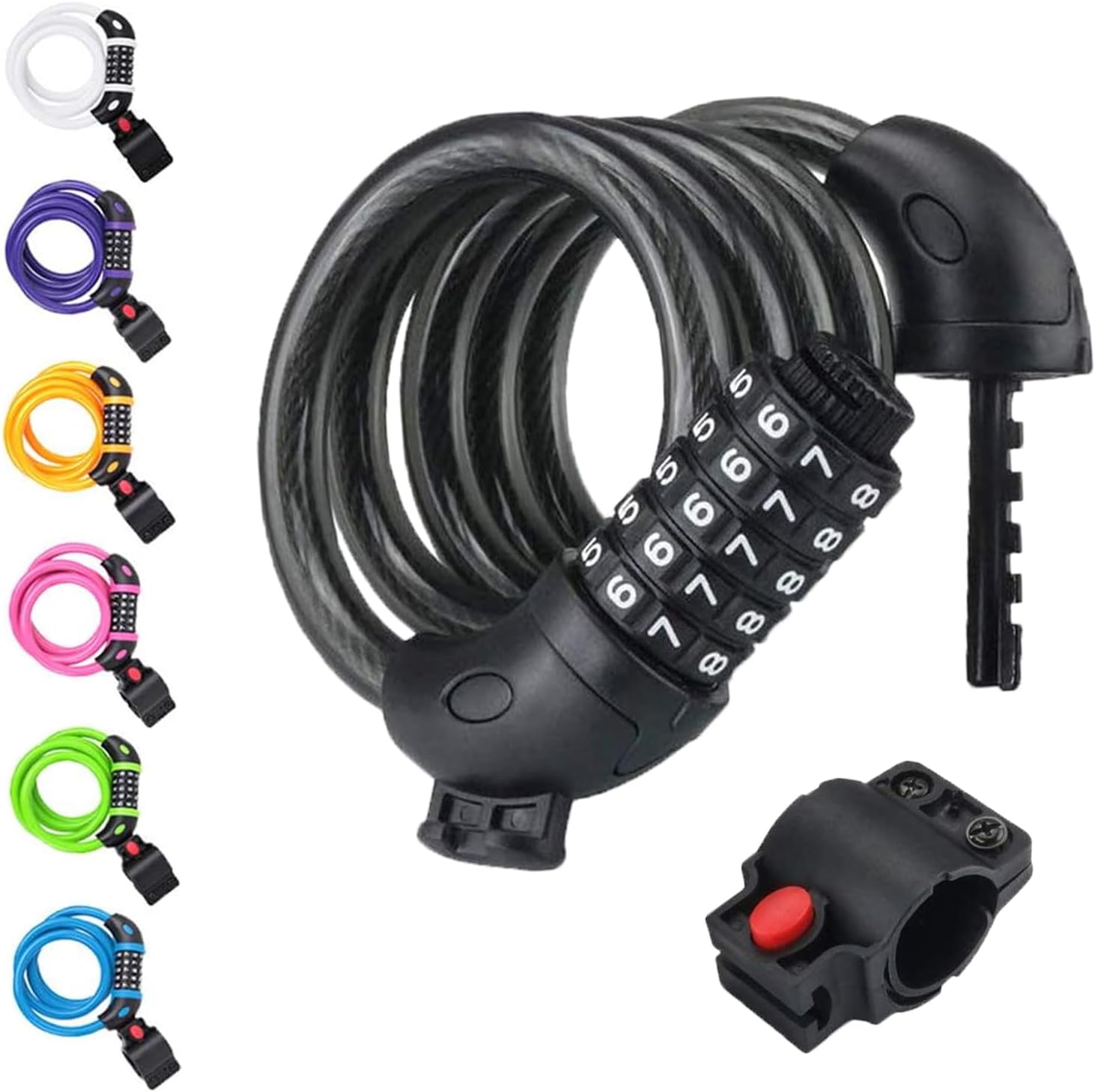 NDakter4 Feet High Security 5 Digit Resettable Combination Coiling Bike Cable Lock, Bicycle Cable Lock for Outdoors, 1.2mx12mm