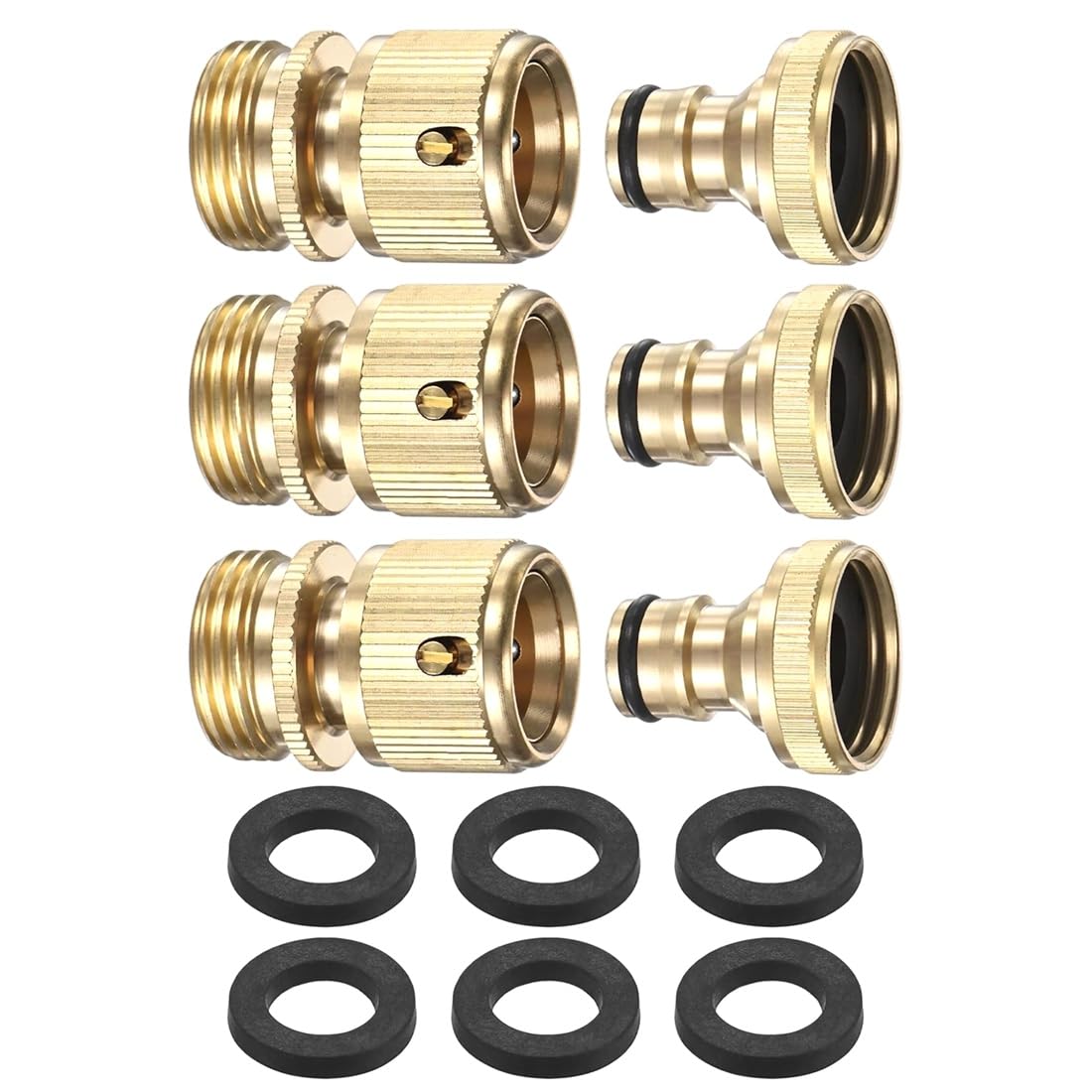 Aundhegrtt As Shown Quick-Connect Garden Hose 3/4 Inch Ght Solid Brass For Faucet/Pressure Washer/Pump Sprayer Water Hose Fitting