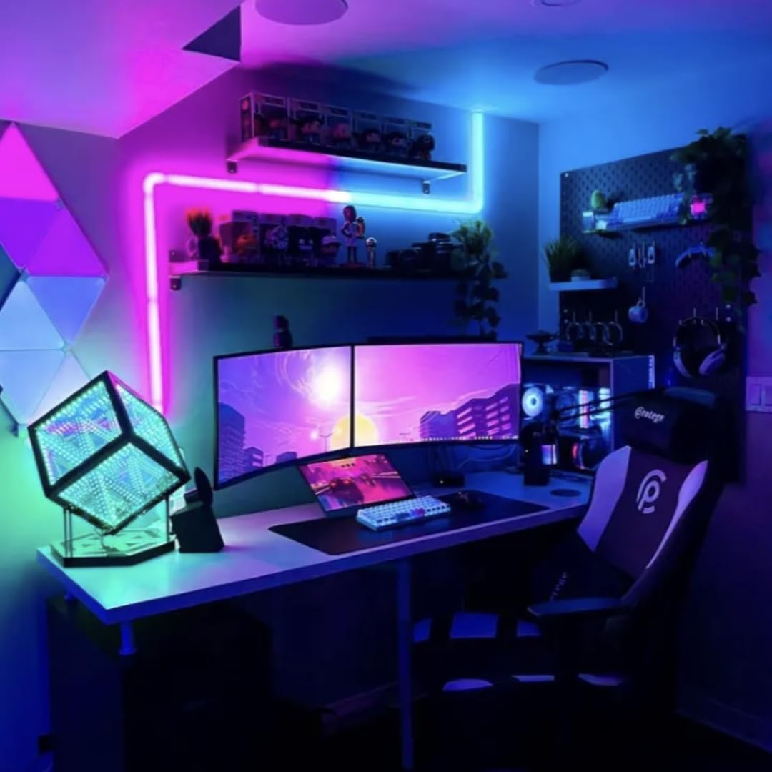 LED Würfel | Infinity RGB Cube - 20 x 20 x 20cm | LED-Lampe | Gaming DEKO | Gaming - Beleuchtung | Beleuchtung mit Musikerkennung