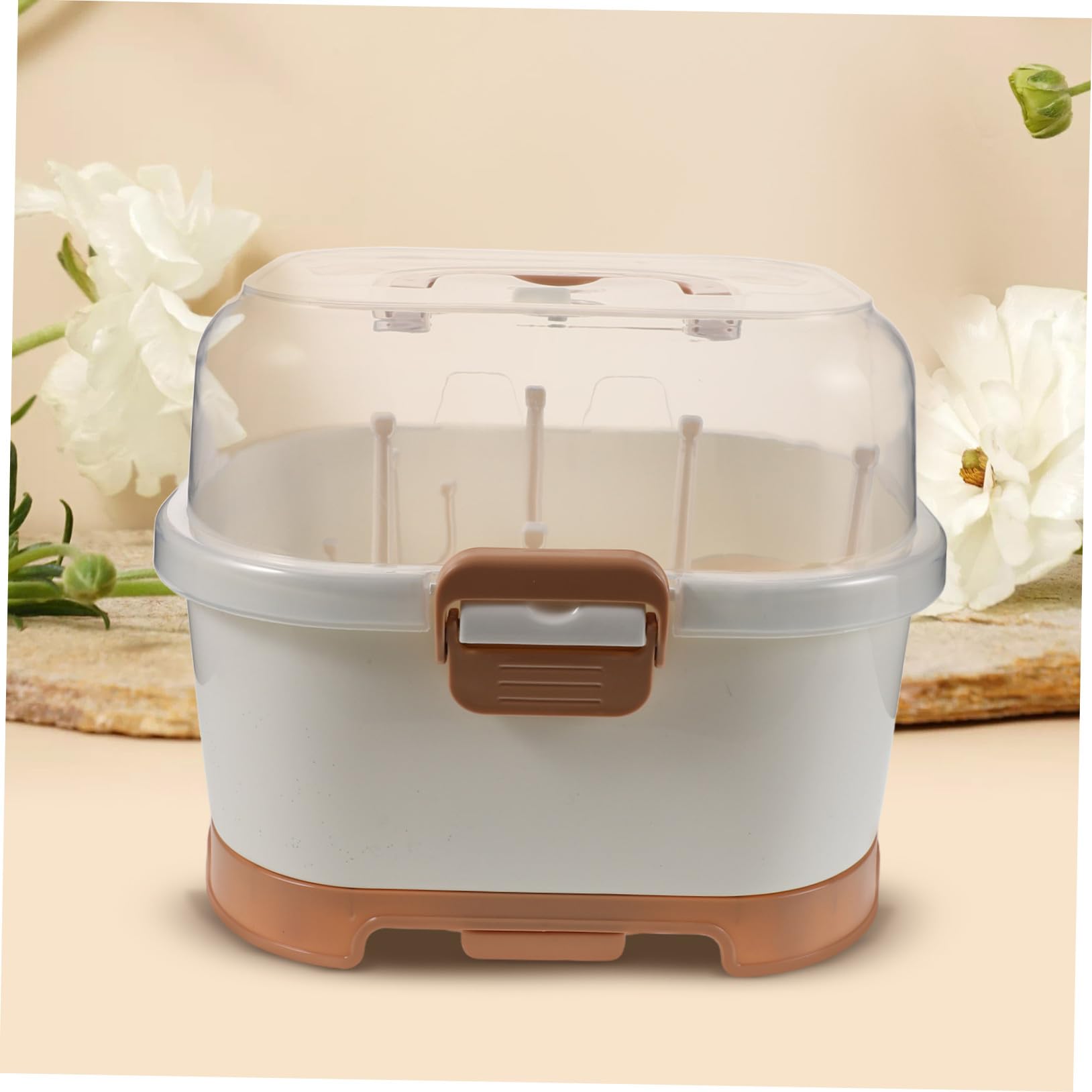 Boîte de Rangement pour Biberons Organisateur Alimentation avec Couvercle Égouttoir pour Séchage Rapide Support de Vaisselle Compact pour Cuisine et Voyage