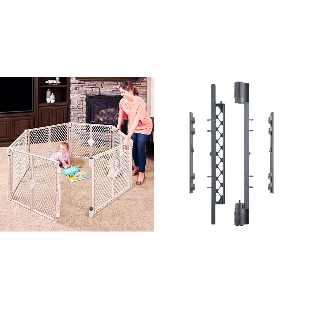 Toddleroo by North States Superyard 6 Panel Free Standing Play Yard & Superyard Wall Mount Kit, Made in USA: Compatible with Superyard Classic, Colorplay, or Indoor/Outdoor 6 Panel Play Yard
