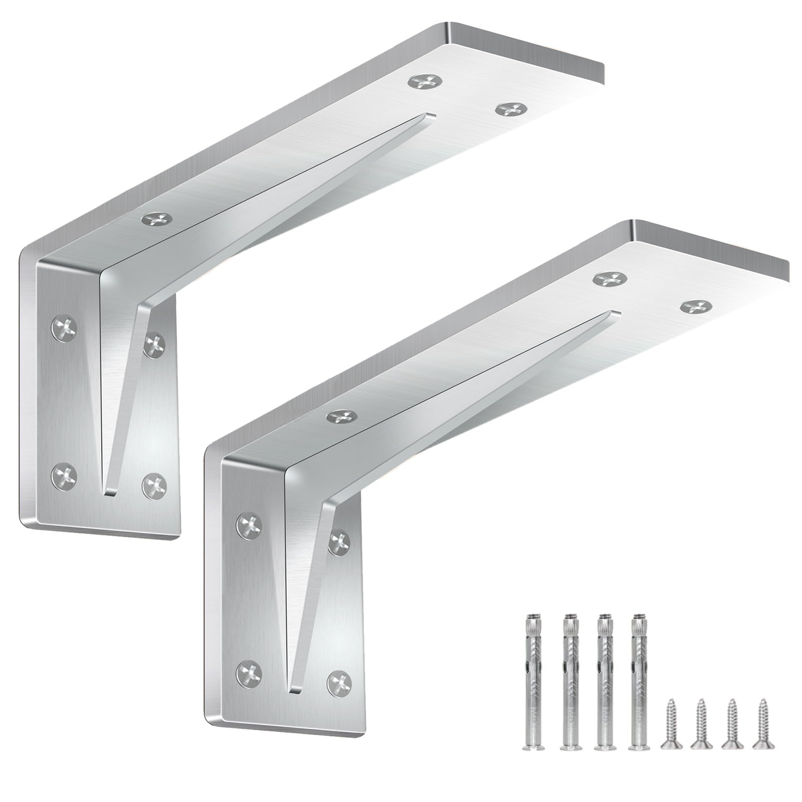 2 Pz Staffe per Mensole Pesanti,Reggimensola,Supporti per Mensole a Parete,Staffa per Scaffali a 90 Gradi Angolo Retto per Mensole in Legno Galleggianti Libreria,Con viti (550mm)