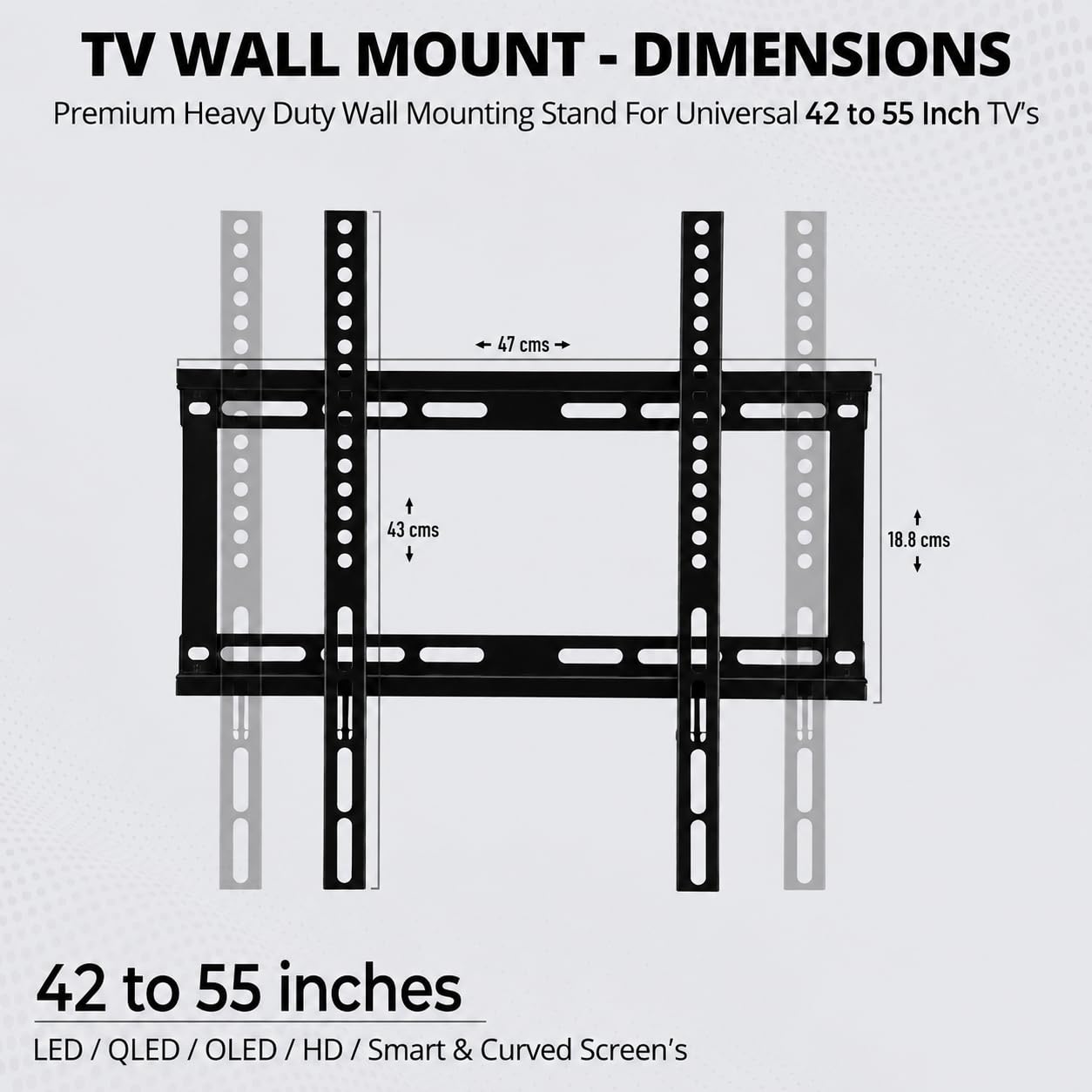 Robustt TV Wall Mount 42 to 55 Inches - Pack of 1 | Heavy Duty TV-Wall Stand | Flat Panel Wall-Mount | Universal Fixed Stand — Amazon image 2