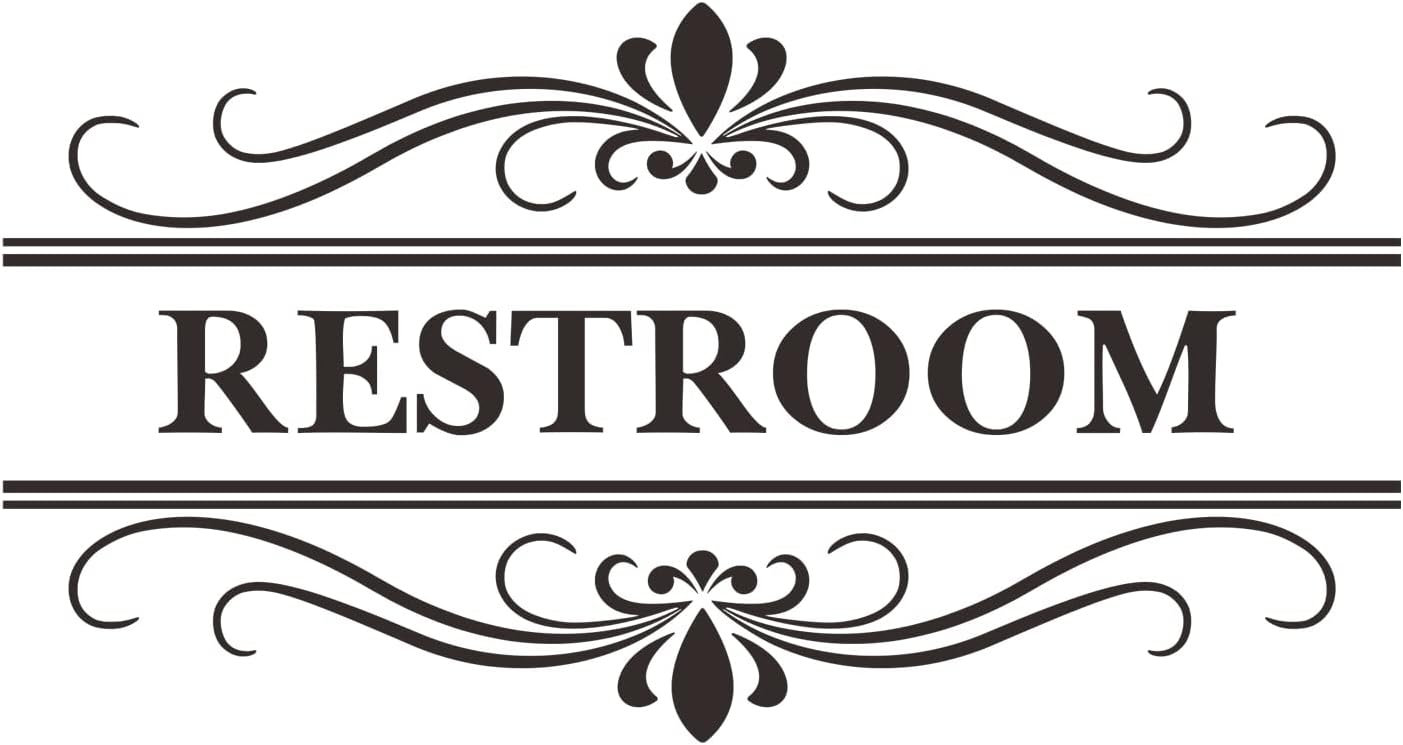 Restroom Sign Wall Decal Vinyl Stickers, Removable Cute Art