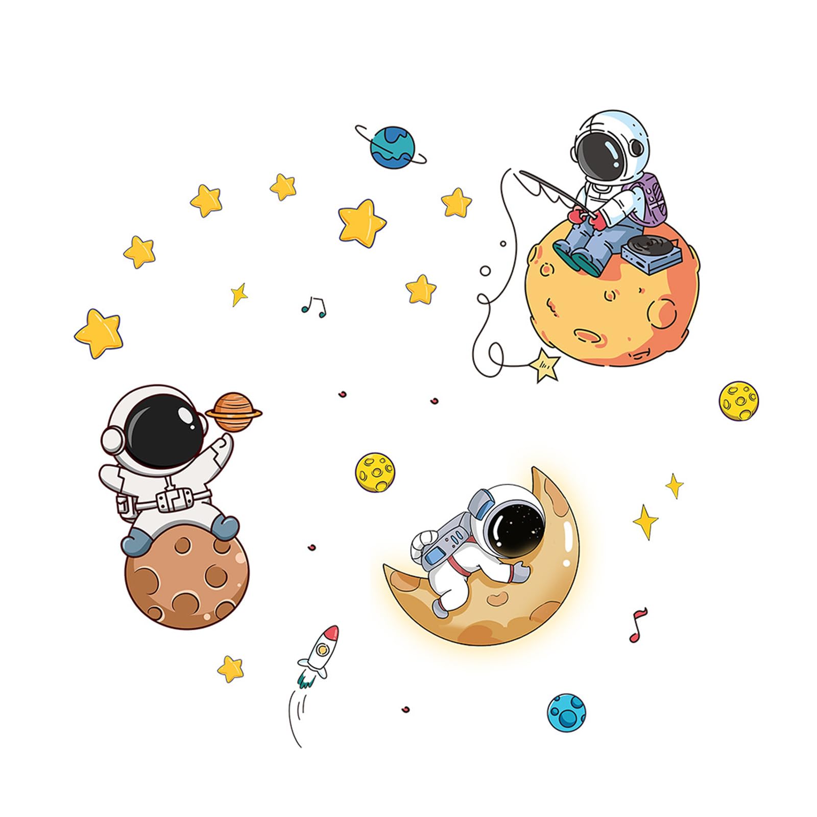 Pegatinas Infantiles,Techo Pared Niños,Pegatinas de Pared Planetas Astronauta Estrellas,para Habitación Niños,Dormitorios,para Decoración de Dormitorio