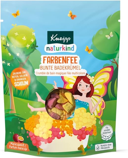 Kneipp Naturkind Farbenfee okruchy kąpielowe - Kąpiel w kolorowym kolorze może być dozowana indywidualnie dzięki małym brokom kąpielowym - pyszny zapach marakuji sprawia, że łazienka jest przeżyciem