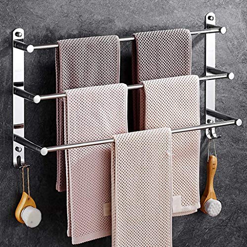 Toallero de baño para ahorrar espacio de 40 cm con ganchos de pared inox 2