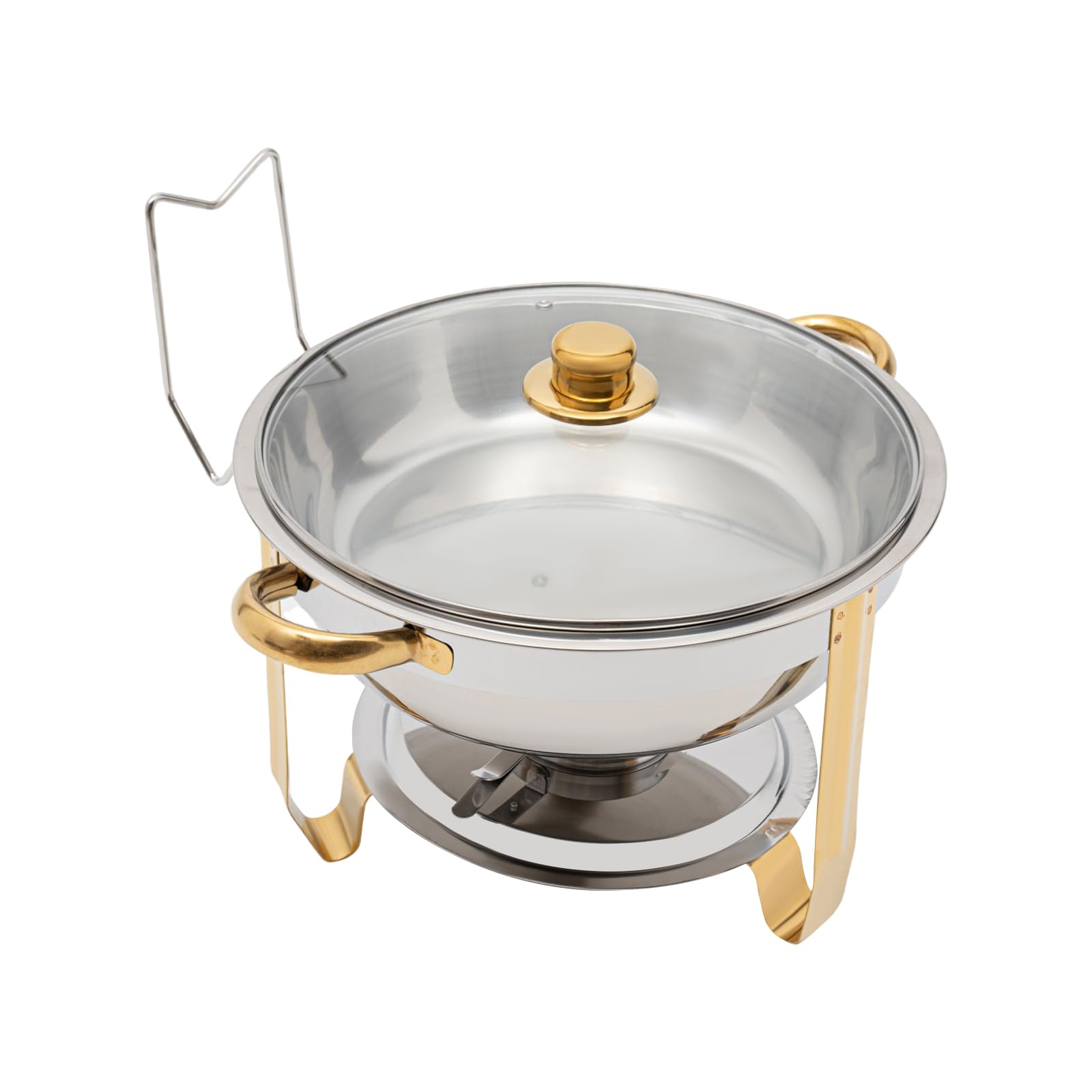 Chafing Dish, contenitore termico rotondo da 5 litri, in acciaio inox, per buffet catering gastro e feste