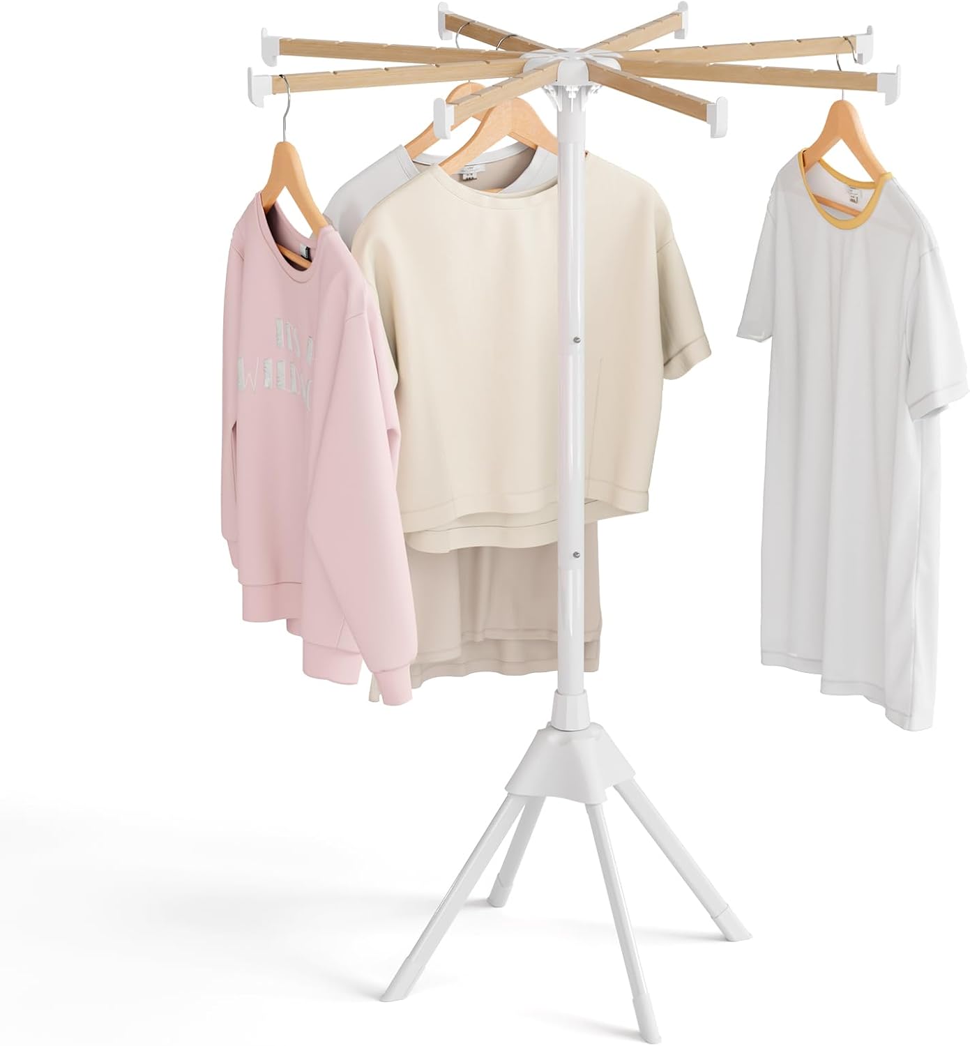 BAKON Wood-Clothes-Drying-Rack-Foldable, Quadra Stable Laundry-Drying-Rack for Indoor and Outdoor, Collapsible and Portable Clothes Rack for Bedroom, Bathroom, Livingroom, RV and Rack Swimsuit