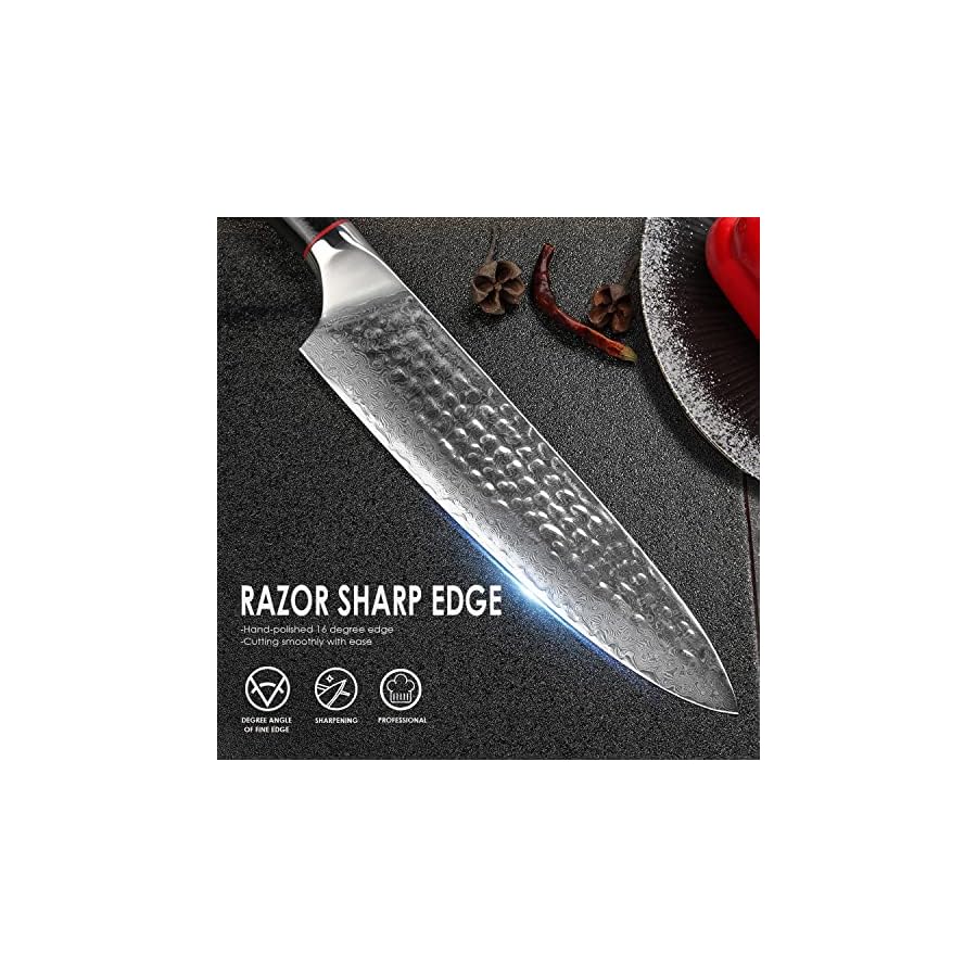 Chef-Knife-8-Inch-Damascus-Kitchen-Knife-Professional-Japanese-VG-10-High-Carbon-Stainless-Steel-Kitchen-Cooking-Knife-Ergonomic-Wood-Knife-Handle-Super-Sharp-Chefs-Knives-with-Gift-Box Chef Knife 8 Inch Damascus Kitchen Knife, Professional Japanese VG10 Damascus Steel Cooking Knife, Ergonomic Wood Knife Handle, Super Sharp Chef's Knives with Gift Box