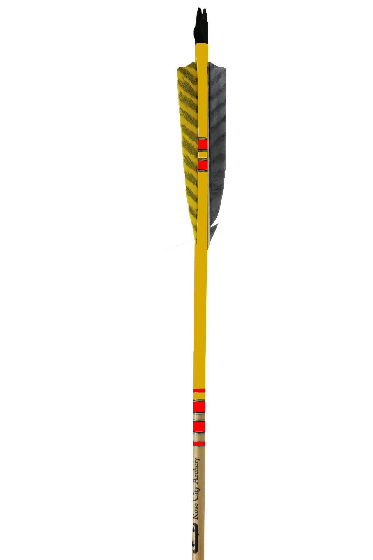 Port Orford Cedar Extreme Elite Arrows with Clear Lacquer Shaft, 4" Length Shield Fletch, 5/16" Diameter & 35-40 lb Spine Weight (6 Pack), Yellow