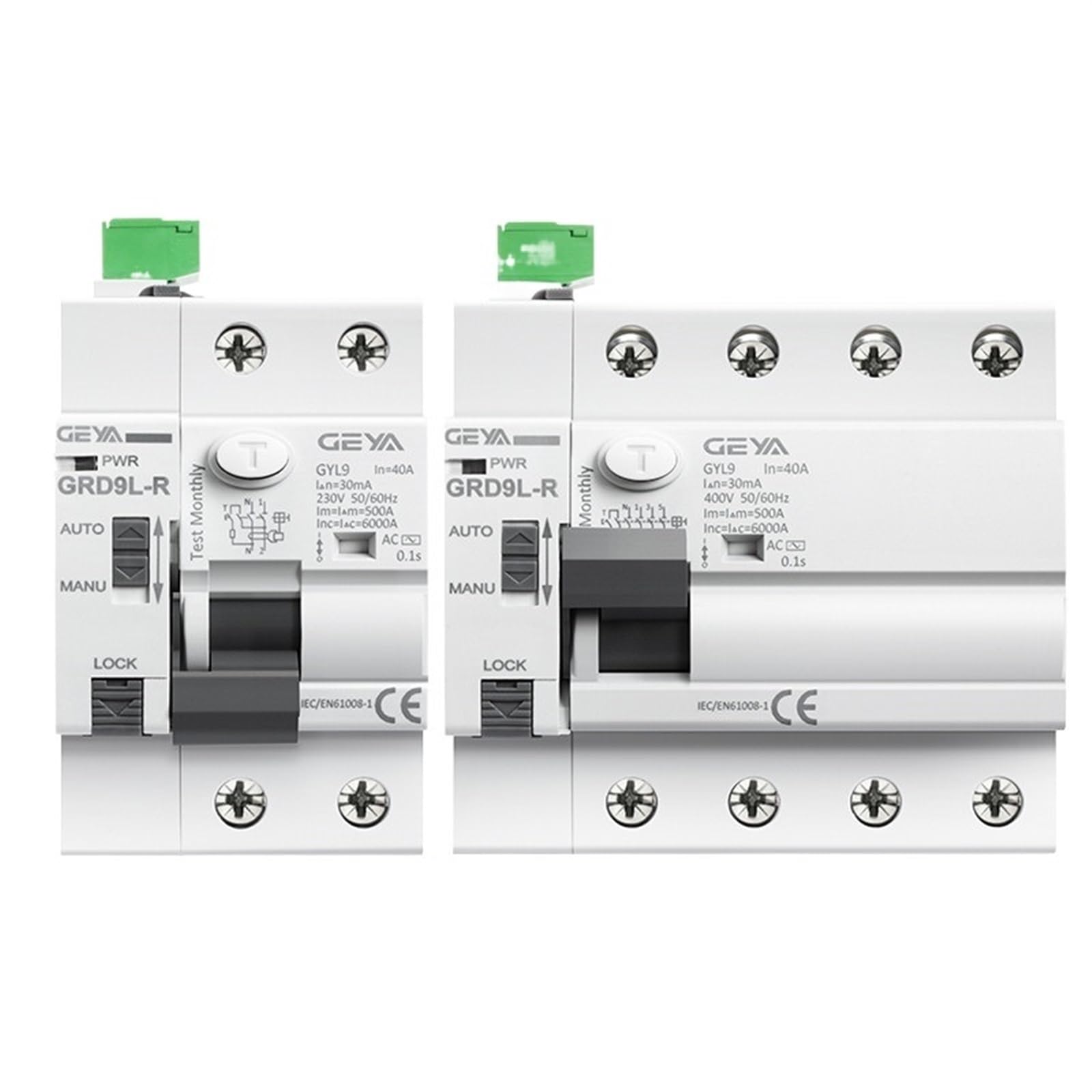 AVSBBYEPS GRD9L-R Auto Recloser with A Type RCCB RCD ELCB 40A 63A 30mA 100mA 300mA Safety Breaker(A Type-4P-63A-30mA)