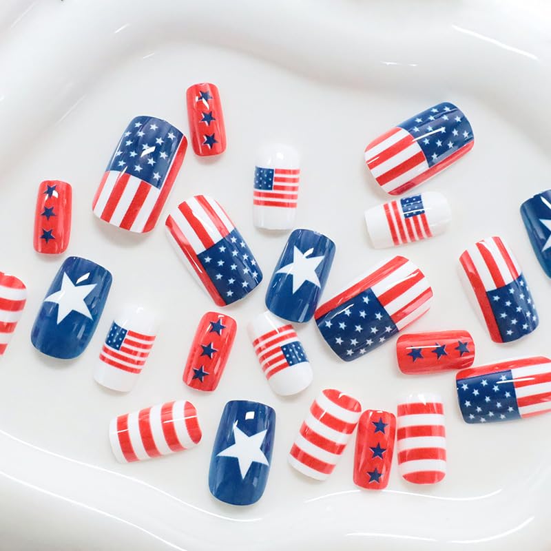 Independence Day Stars Press on Nails - July 4th Acrylic Design