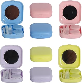 4 Pack Multi-Color Contact Lens Case Kit with Mirror,Lightweight & Compact for Easy Storage,Durable & Portable for Travel (4, Pink&Green&Blue&Purple)