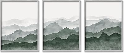Stupell Industries Sage Hills Mountain Nature View 3pc Framed Giclee Art Set, Design by JJ Design House LLC