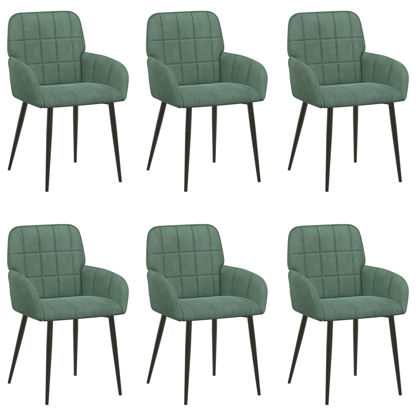 Lot de 6 chaises de salle à manger en velours Vert mer 56,5 x 50 x 86 cm