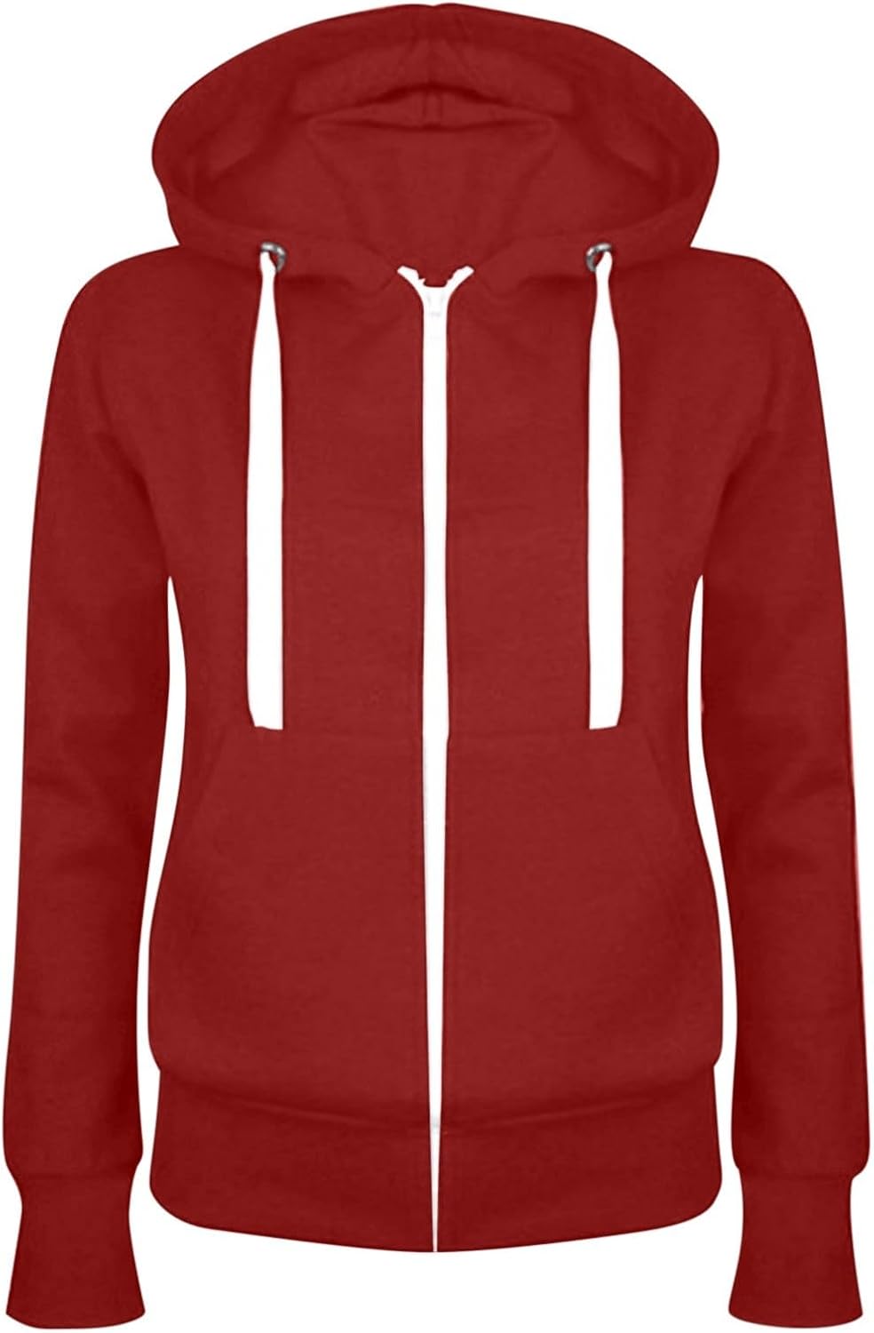 Women Zip Up Hoodie Oversized Long Sleeve Drawstring Hooded Sweatshirt Jackets Spring Fall Pocket Fashion Coats
