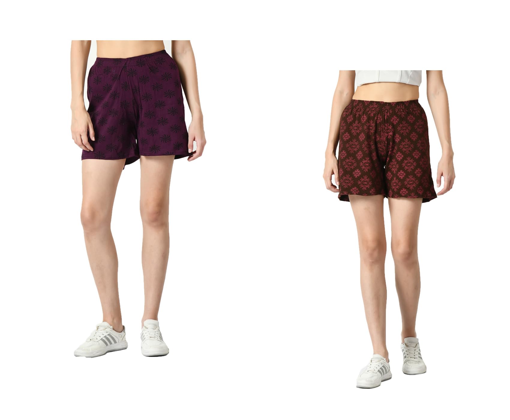 kayu Pack of 2 Women’s Cotton Printed Shorts Comfortable Elastic Waist Casual Lounge Summer Shorts for Women-picture-10