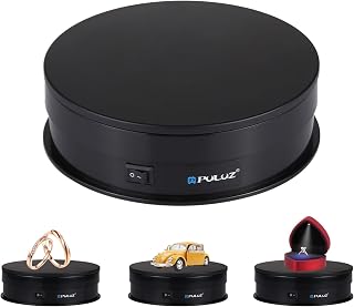 PULUZ 360 Degree Photography Turntable Rotating Display Stand, 5.7in(15cm) Diameter 360 Degree Turntable Display Stand for Photography Video Shooting Props Jewelry, Max Load 33Lb (Black)