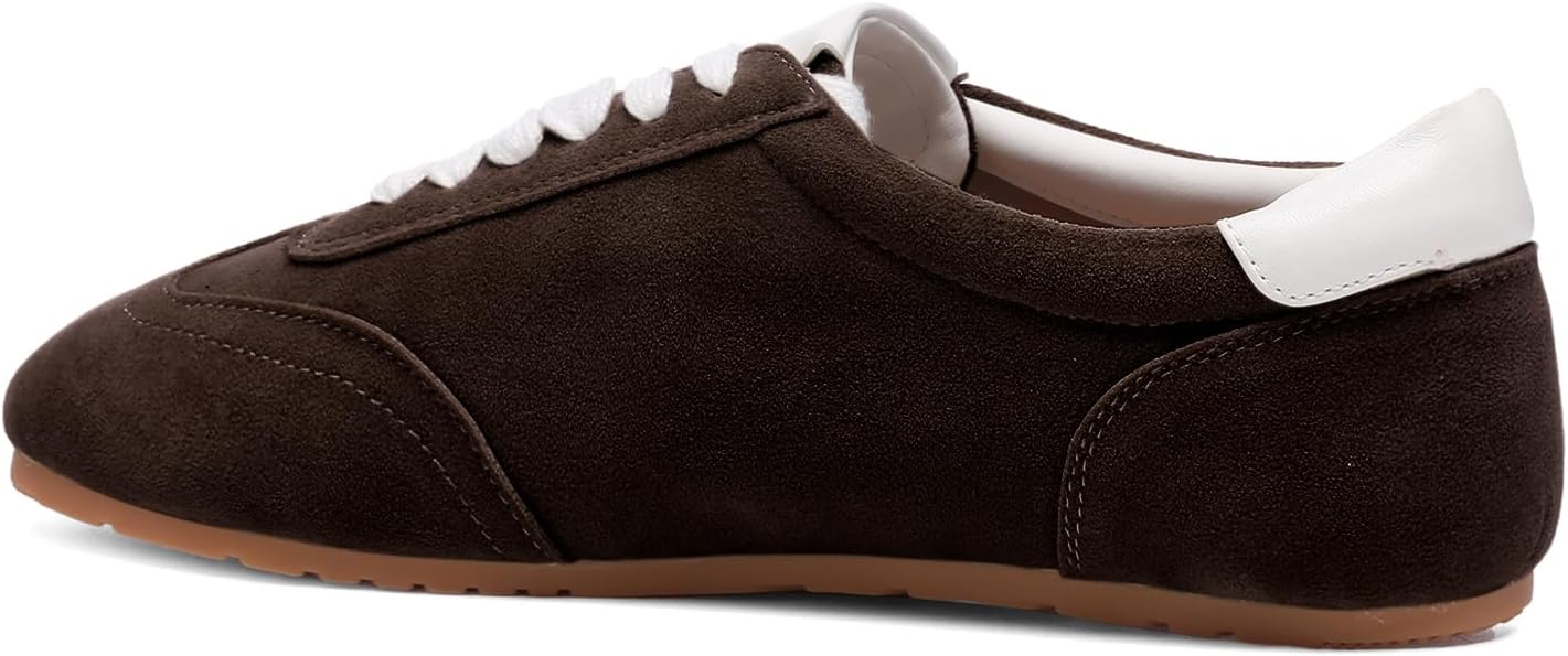 Suede Sneakers for Women Comfortable Round Toe Non Slip Retro Athletic Sneaker Casual Lace-Up Walking Lightweight Tennis Shoes - Image 5
