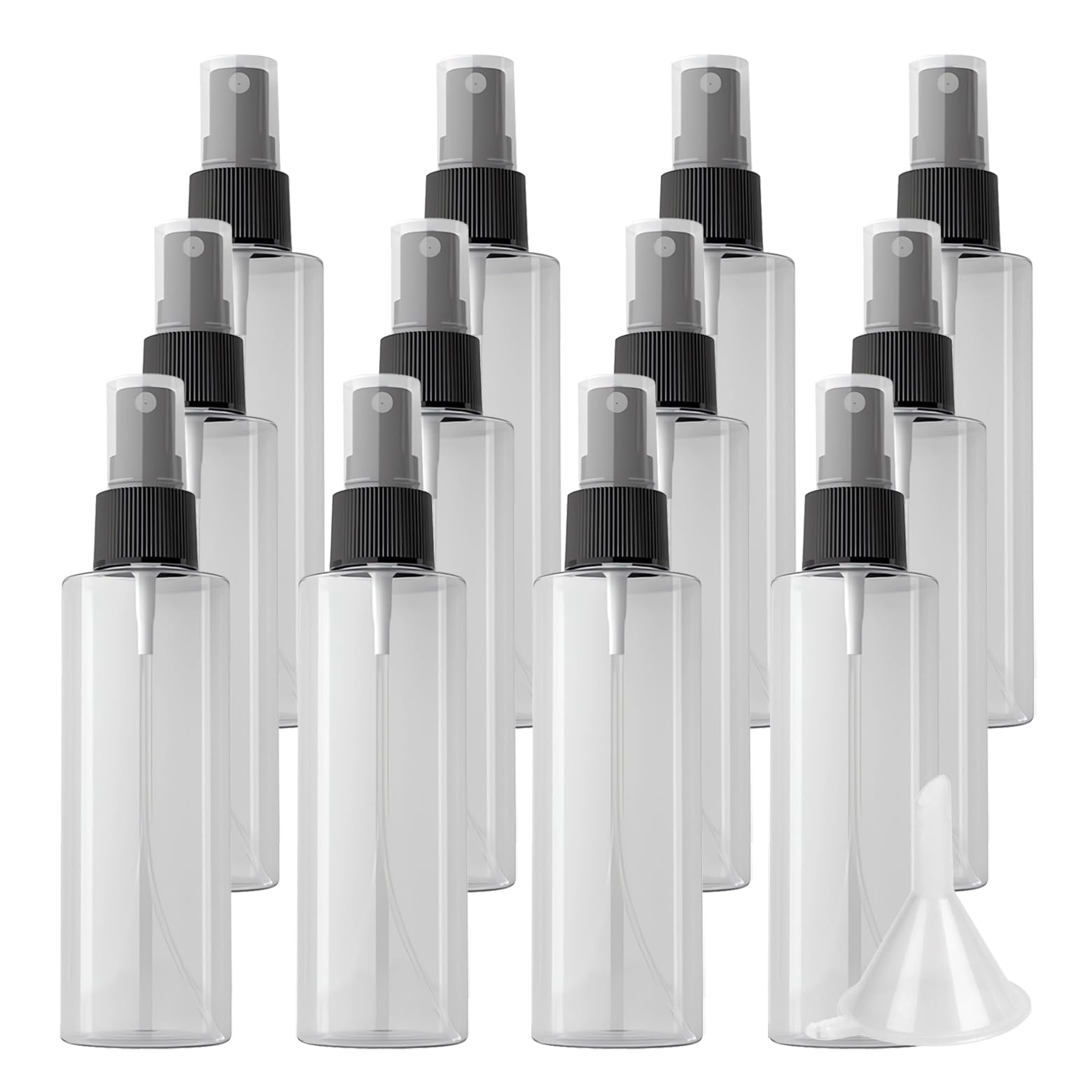 48 Stück, 200ml Transparent Plastik Kunststoff Sprühflasche Mit Schwarz Sprüher Nachfüllbar Sprühflaschen für Reisen, Reinigung, Gartenarbeit Kosmetik, Blumen, Haare