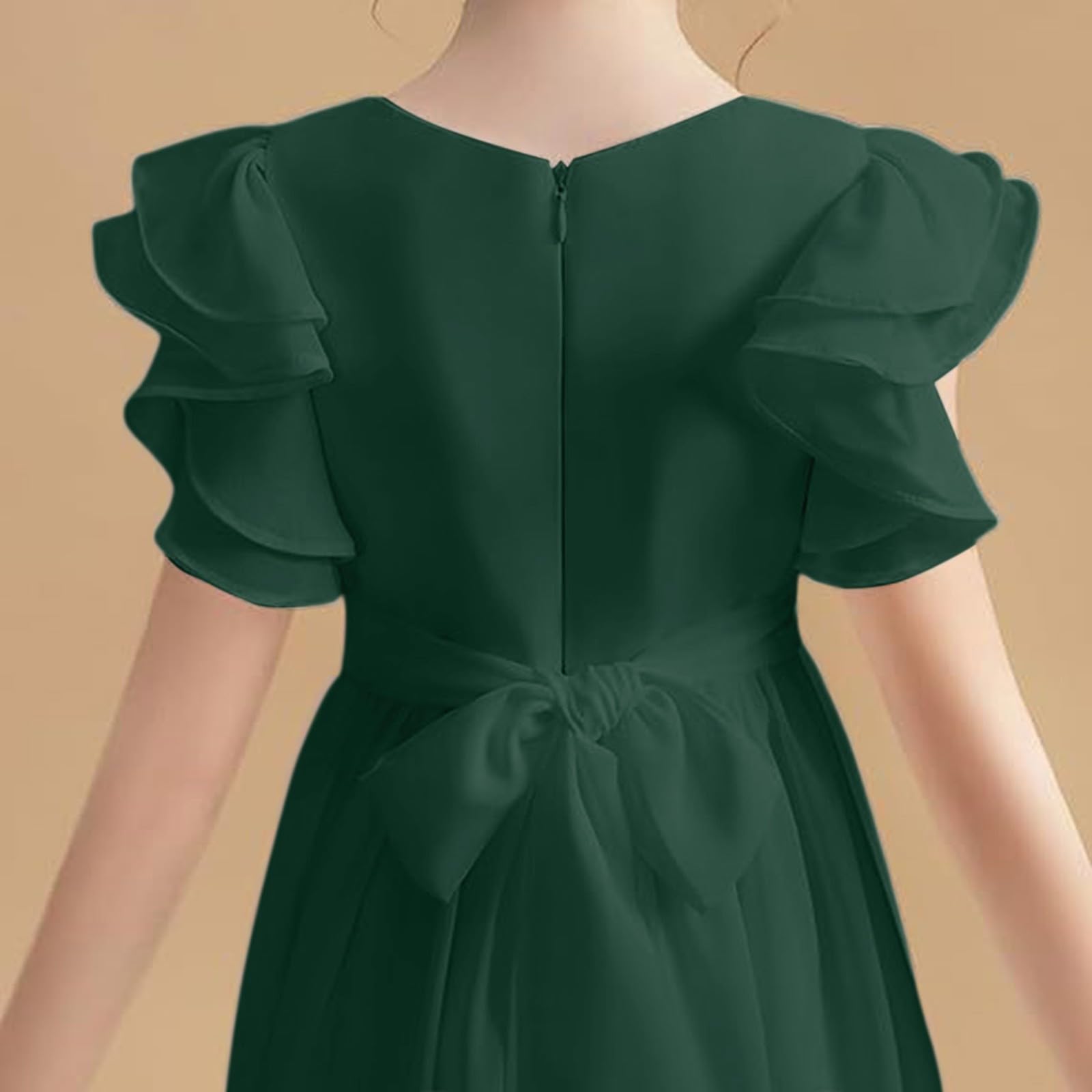 Abiti da ragazza di fiore Junior Abito da damigella d'onore Ragazze Abito da ballo Prom Bambini Flowy Manica a volant A-Line Pieghe Abiti da principessa Festa di compleanno Abiti da sposa