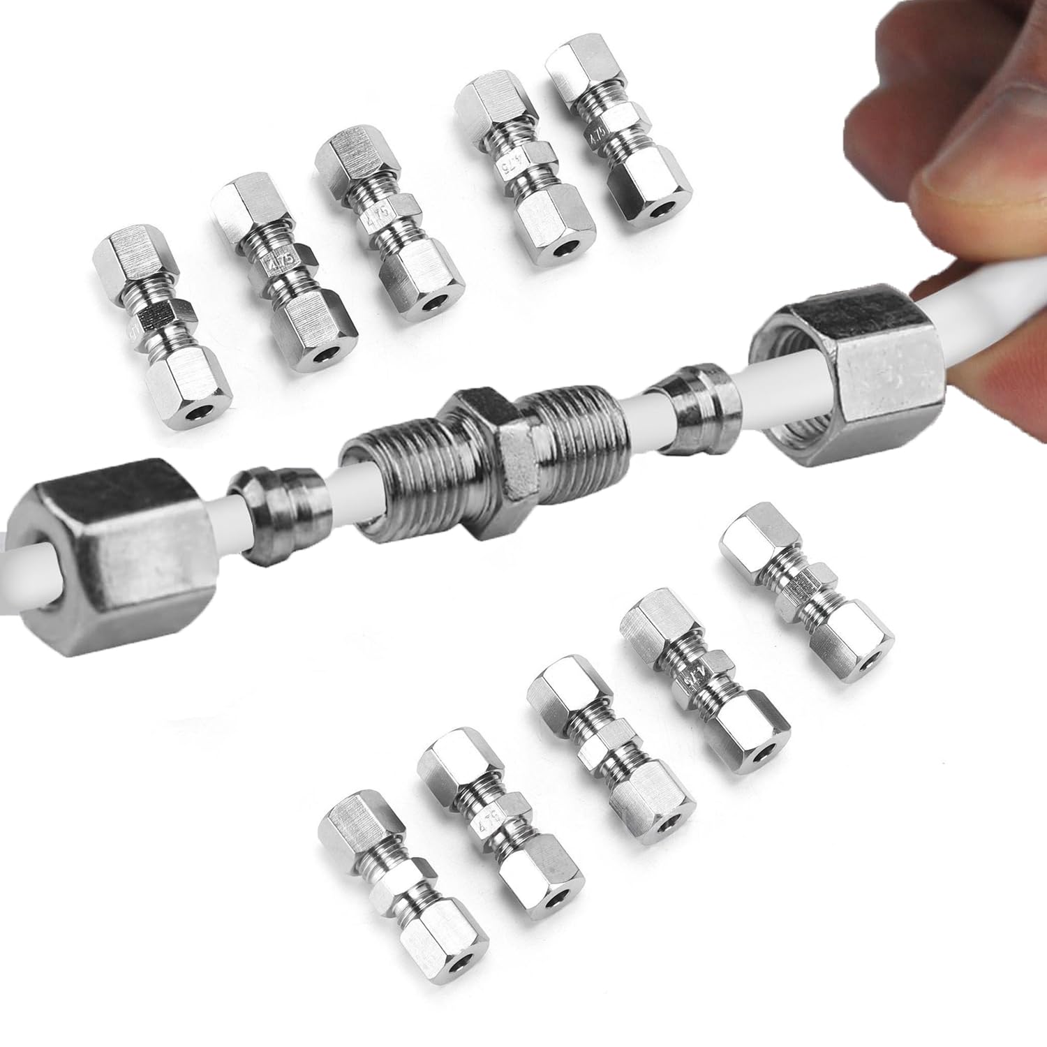 10 connettori per linea del freno senza svasatura da 4,75 mm per il collegamento di un doppio anello di taglio da 4,75 mm