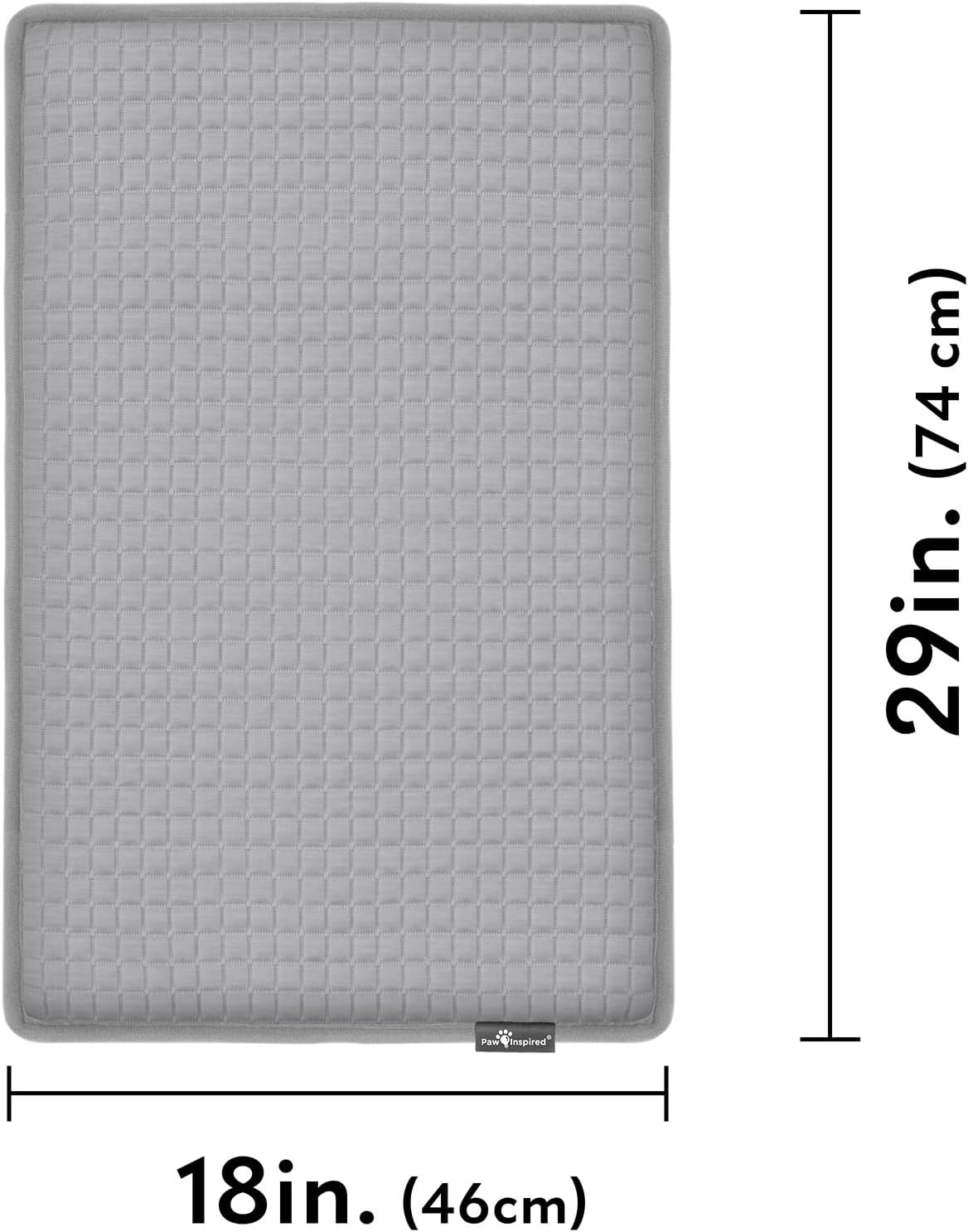 Paw Inspired Cooling Orthopedic Crate Pad for Dogs and Cats, Washable Memory Foam Dog Cooling Mat (29x18 Inch Small Size for 30 Inch Kennel, Gray)