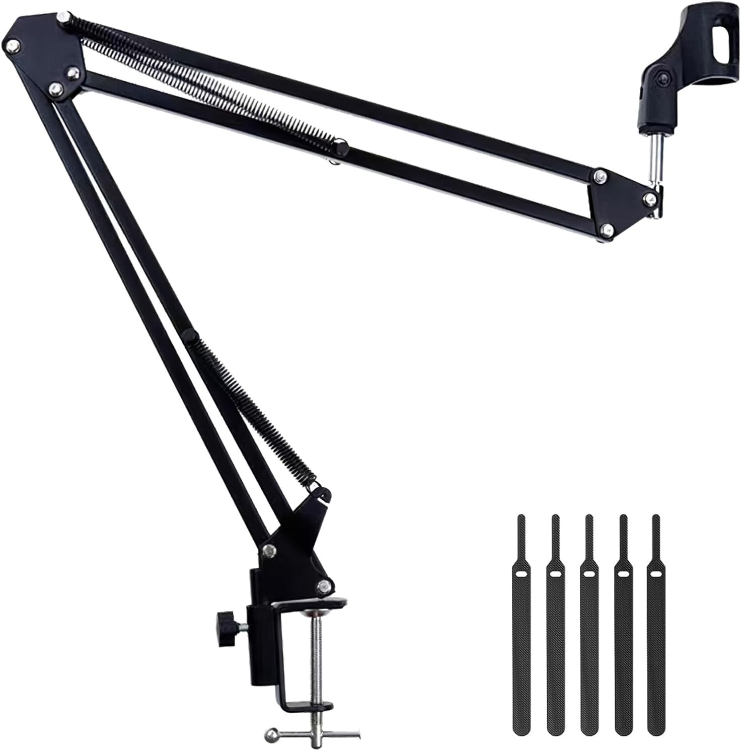 Microphone Boom Arm Adjustable Microphone Stand Mic Arm Upgraded Foldable Heavy Duty Clamp Recording Equipment for Live Streaming Meetings Lectures