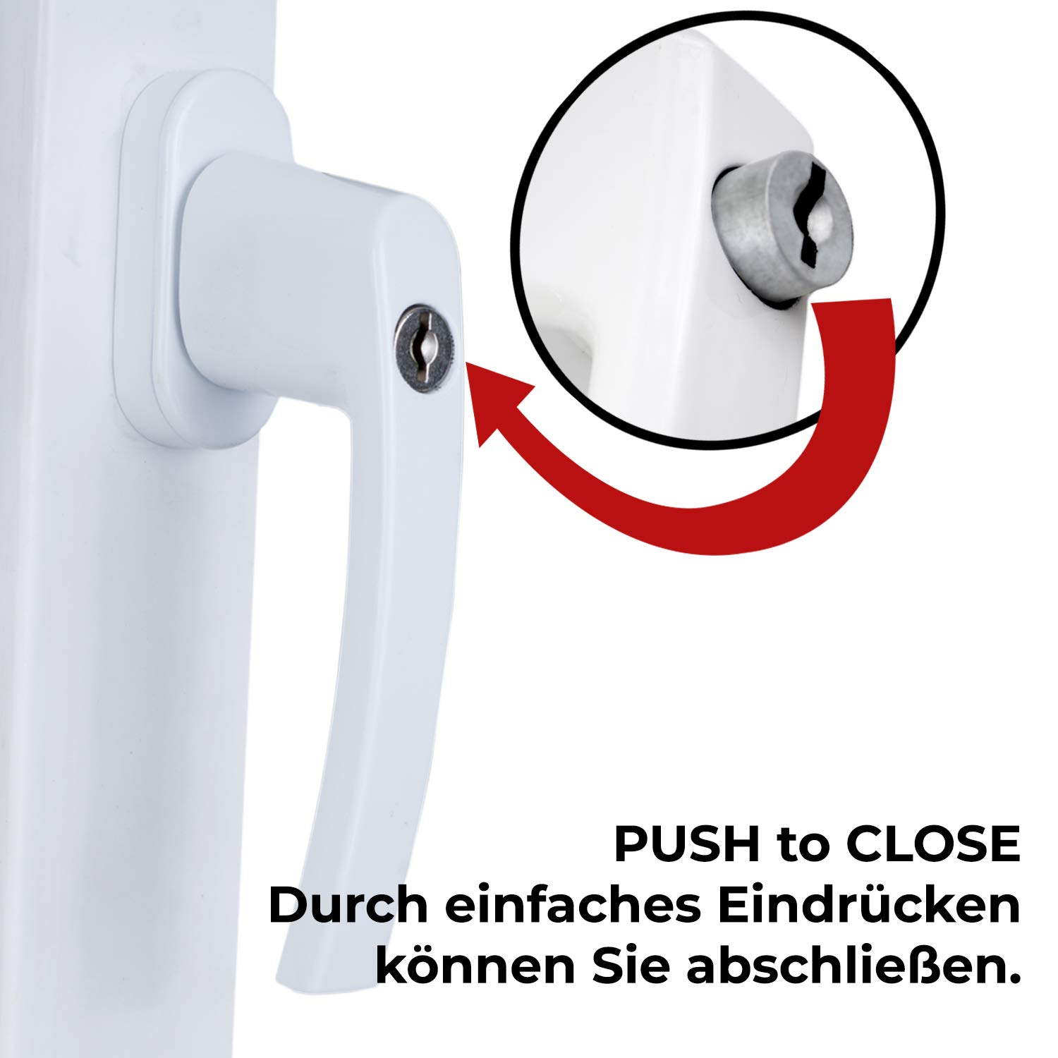 Stahlia Abschließbare Fenstergriffe Aluminium (10 Stück) Weiß Druckknöpfe Balkontürgriff Fenstersicherung Fensterbeschläge Fensterschloss