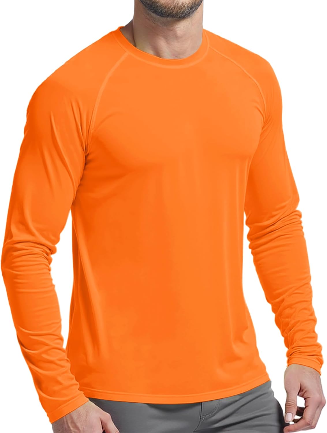 Mens UPF 50+ UV Sun Protection Shirts Outdoor Long Sleeve SPF Rash Guard for Fishing Hiking Swim Running