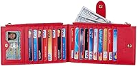 Vista 3 de Travelambo Billetera para mujer con bloqueo RFID plegable para múltiples tarjetas con bolsillo con cremallera, Rojo -, Minimalista