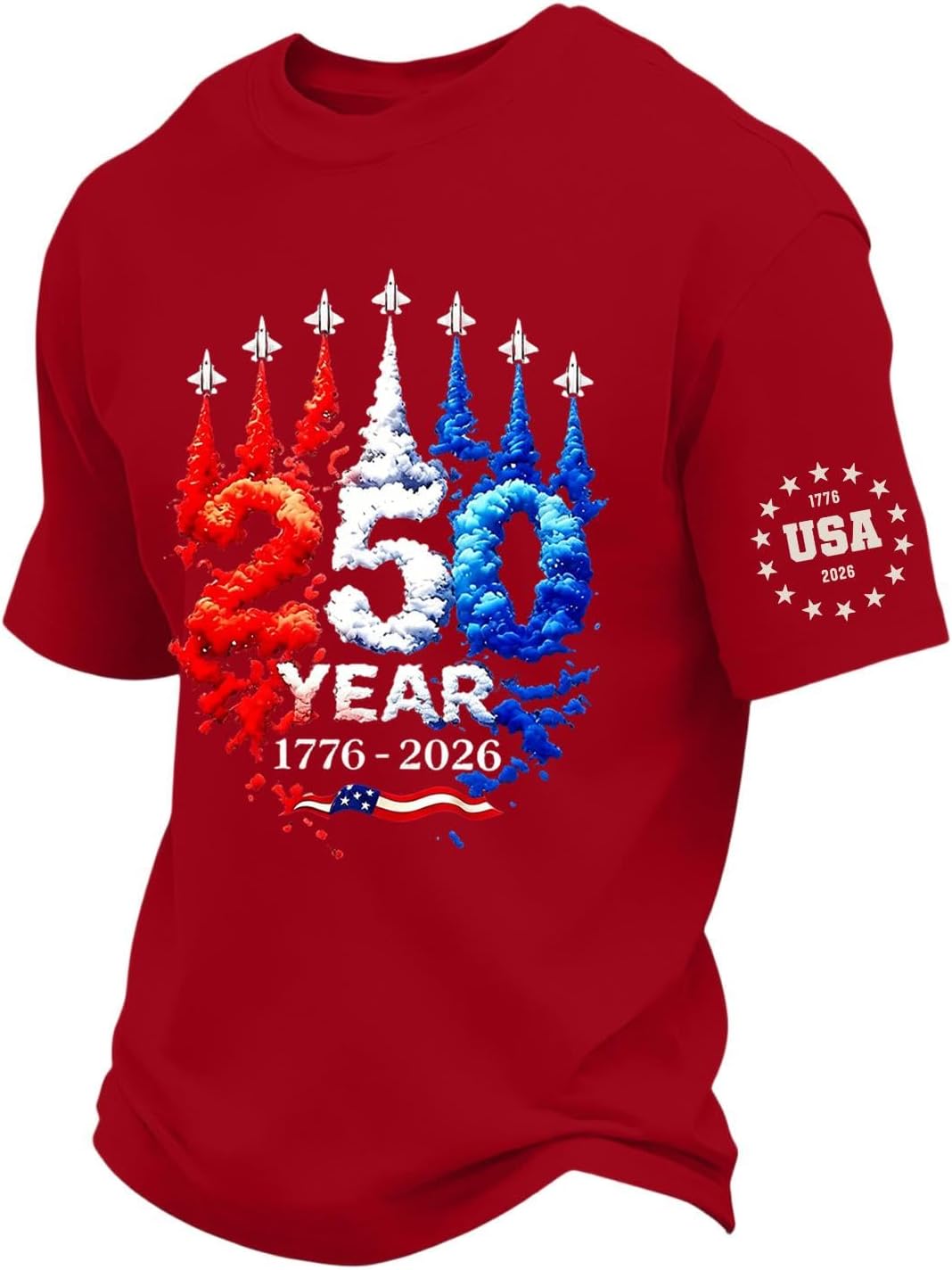 Ymosrh 250th Anniversary USA Shirts for Men Short Sleeve Flag Print Patriotic Pride Independence Day Shirts, S-5XL