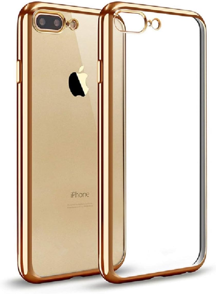 iPhone Case 8 Plus/7 Plus Slim Clear Soft Flexible TPU Cover 8+/7+ (Gold)