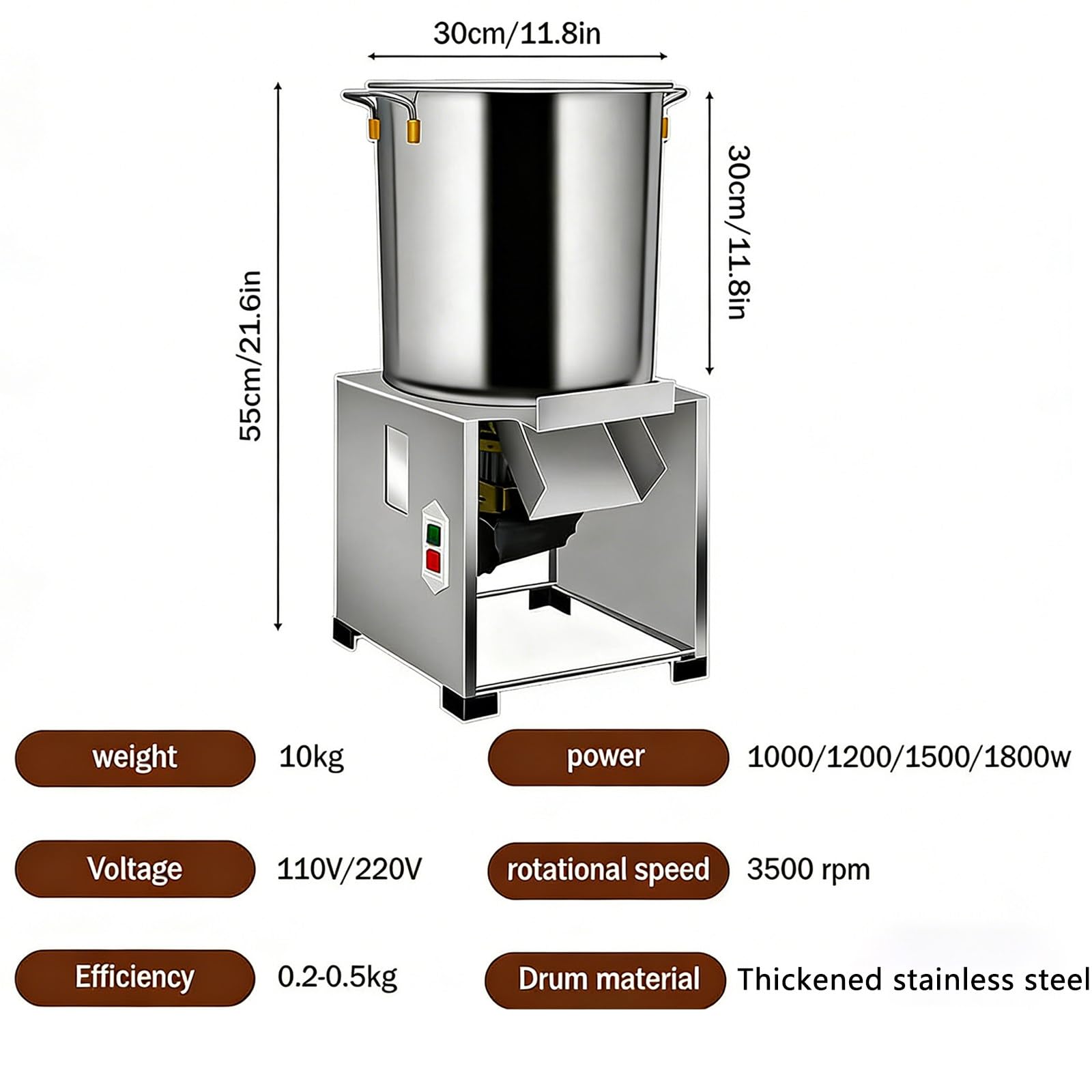 Picadora de pienso/Verduras Comercial con 3500 RPM y 4 Cuchillas para procesar pienso para Pollos y Patos, Incluye Pala de Madera 110V-1500W