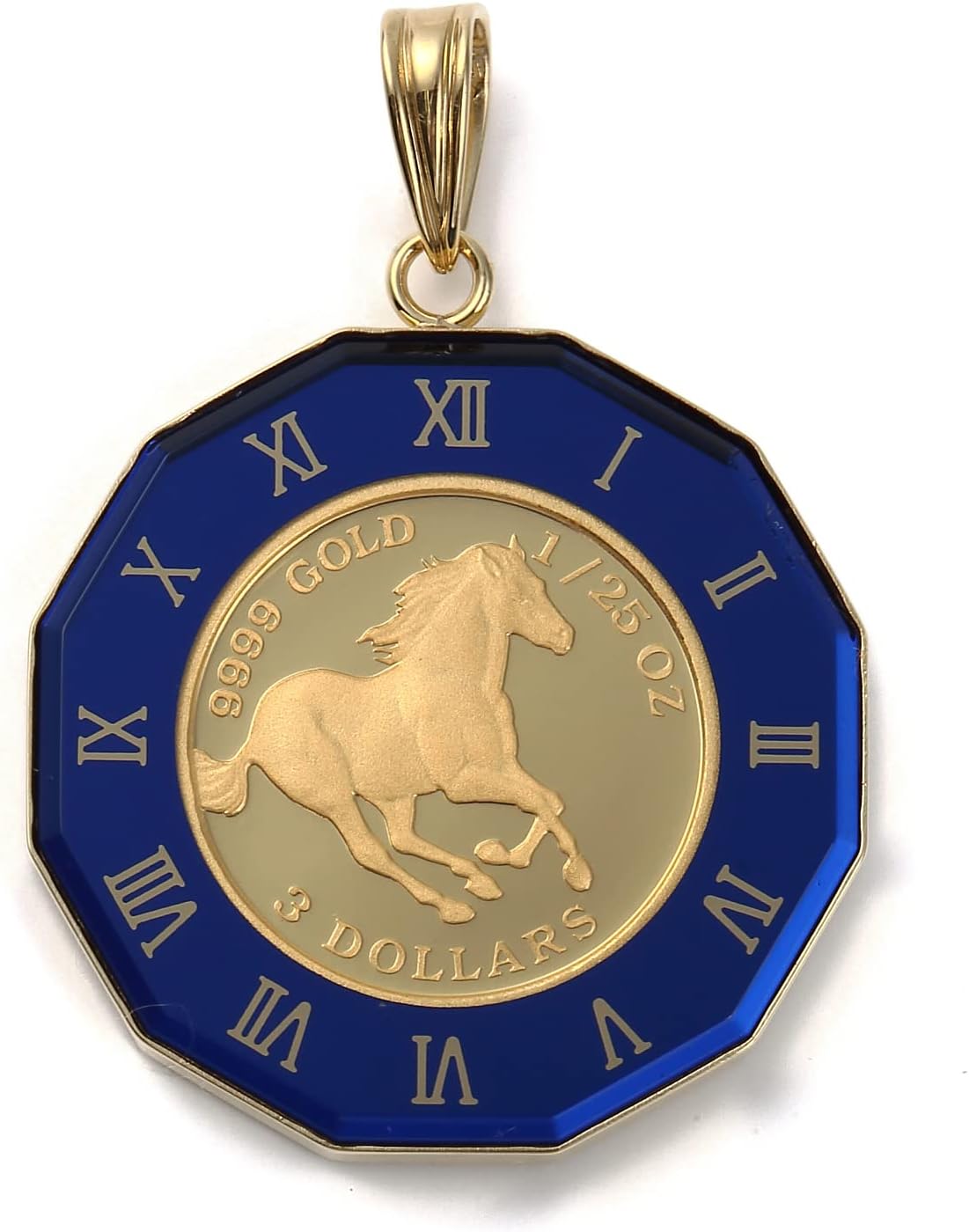 ハッピーグッツショップ] 純金 ホース 1/25oz コイン ペンダントトップ ゴールド デザイン枠 ペンダントトップ デザイン