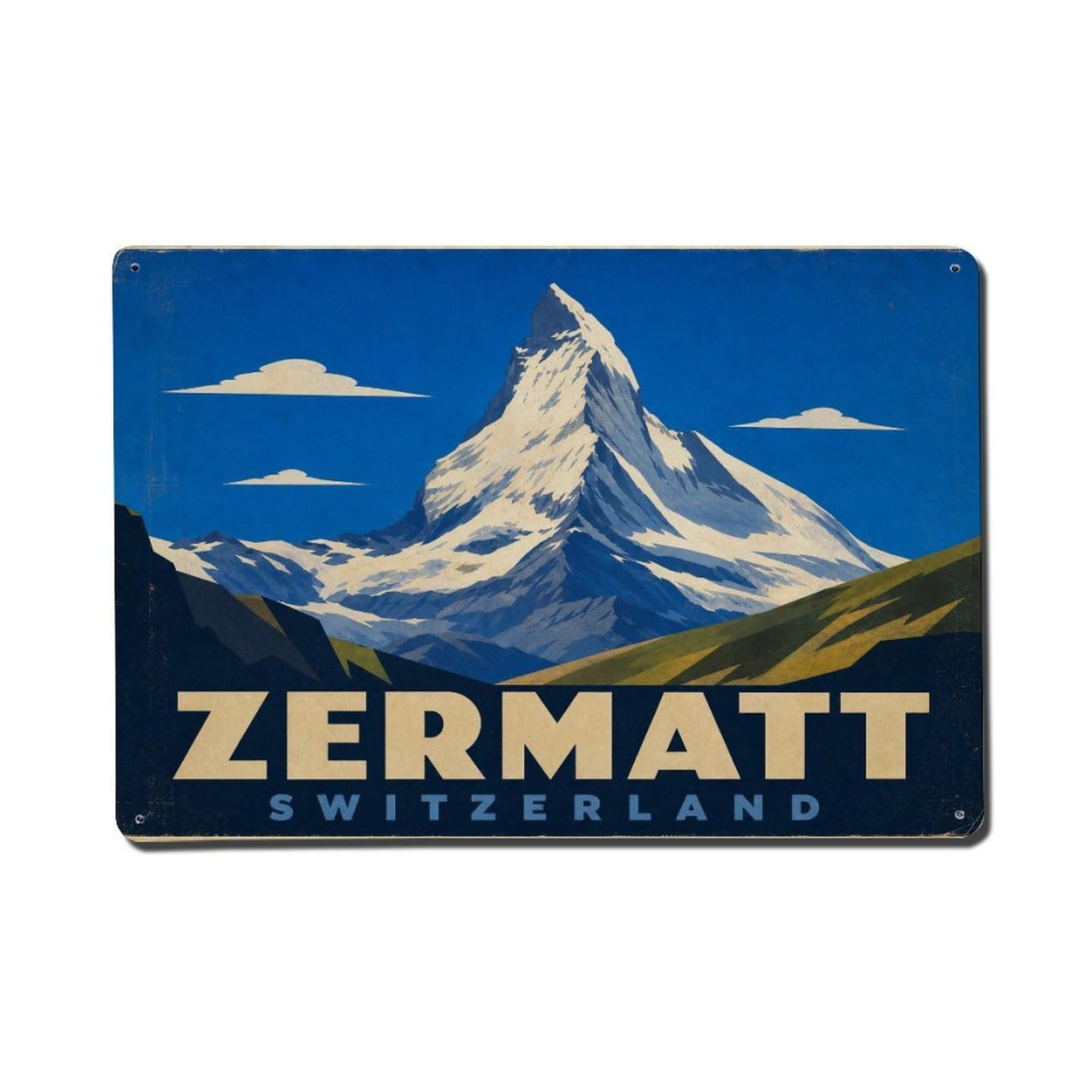 Retro Travel Switzerland Zermatt Metal Tin Sign
