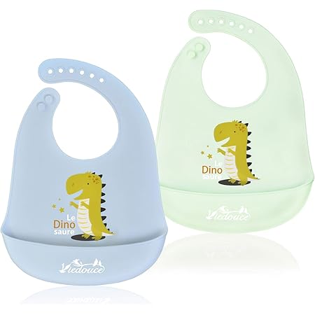 Viedouce Bavoirs Bébé Bandana, Silicone étanche Bébé Bavoirs avec 6 Bouton Réglable, Bavoirs Dribble Bébé pour les garçons et les filles, Super doux & Essuyer facilement (colour-01)